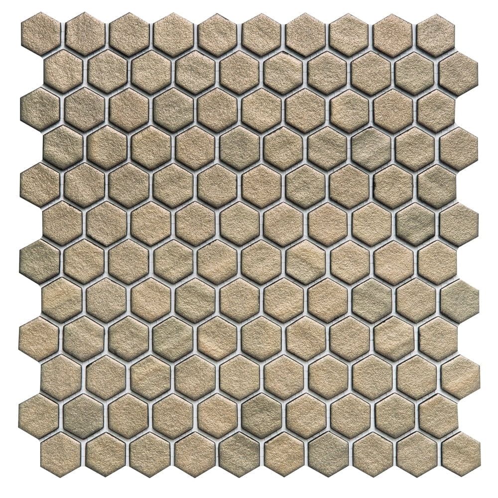 Eterna Hex 12'' Gold Recycled Glass Mosaic Tile