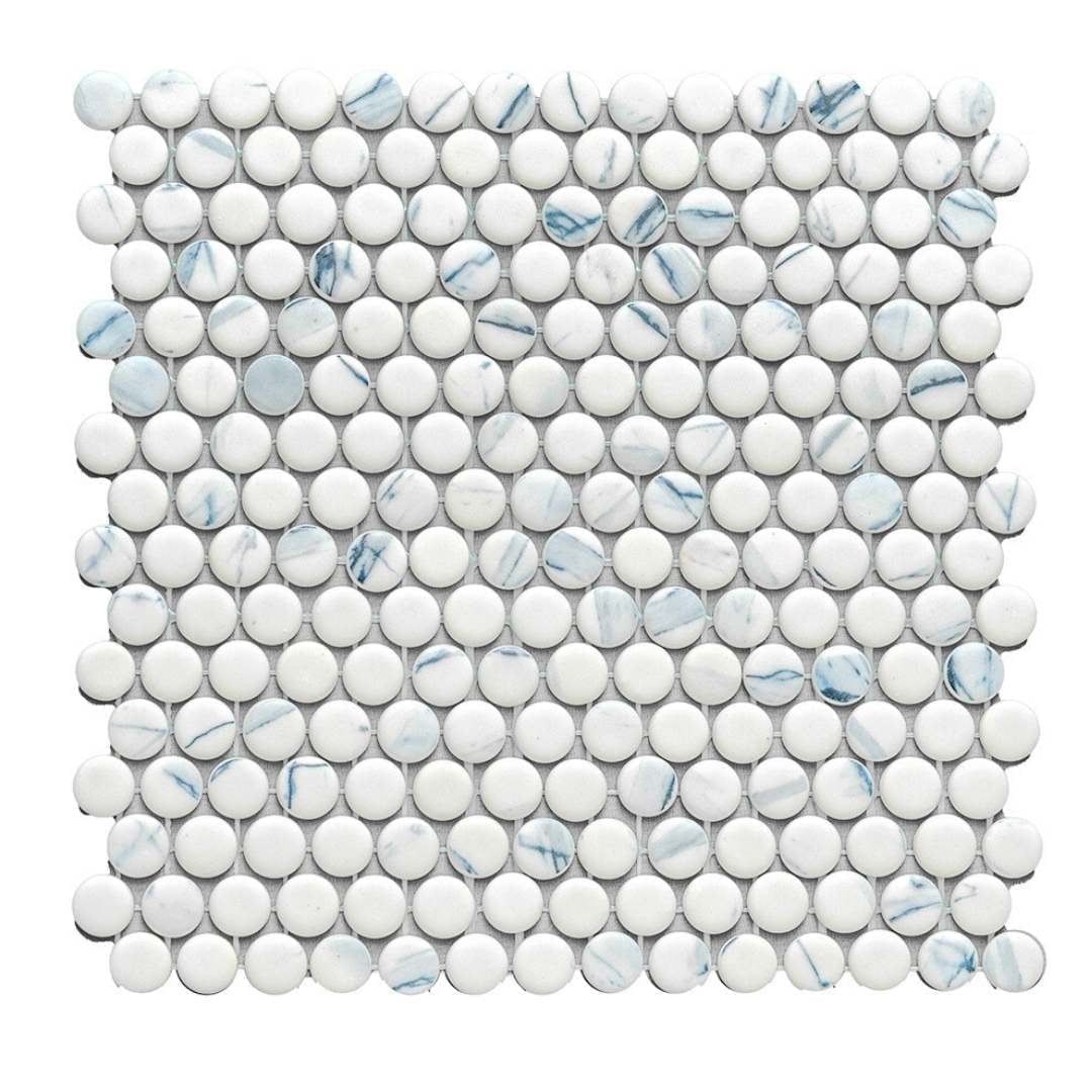 Calacatta Blue 4x4 Matte Glass Mosaic Tile Sample