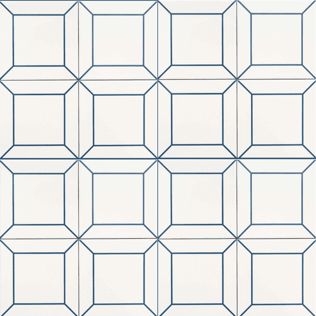 Frame White and Blue Ceramic Glossy 6" x 6" Wall Tile Sample