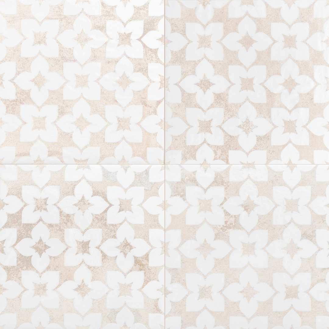 Phlox 8x8 White Porcelain Patterned Floor and Wall Tile
