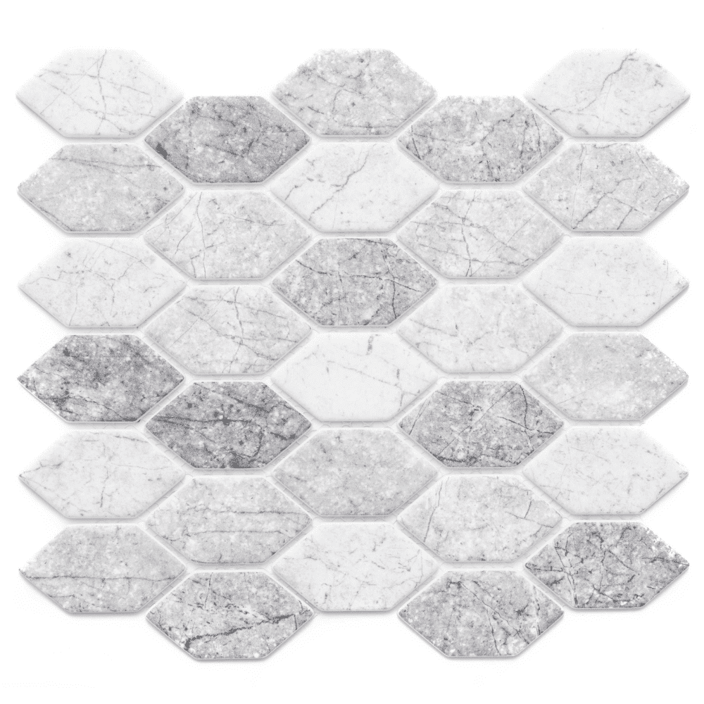 Serenity Gray 11x12 Recycled Glass Hexagon Mosaic Wall Tile