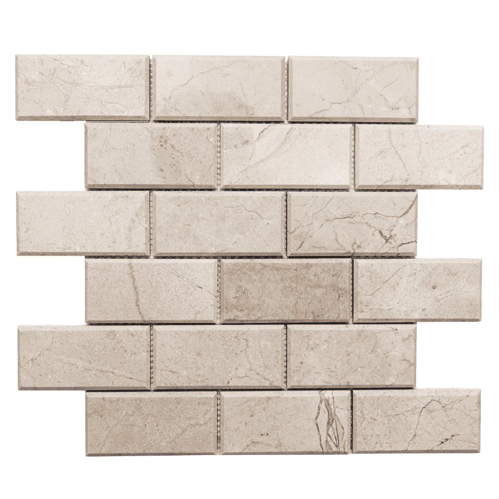 Crema Marfil 2" x 4" Beveled Marble Mosaic Wall Tile