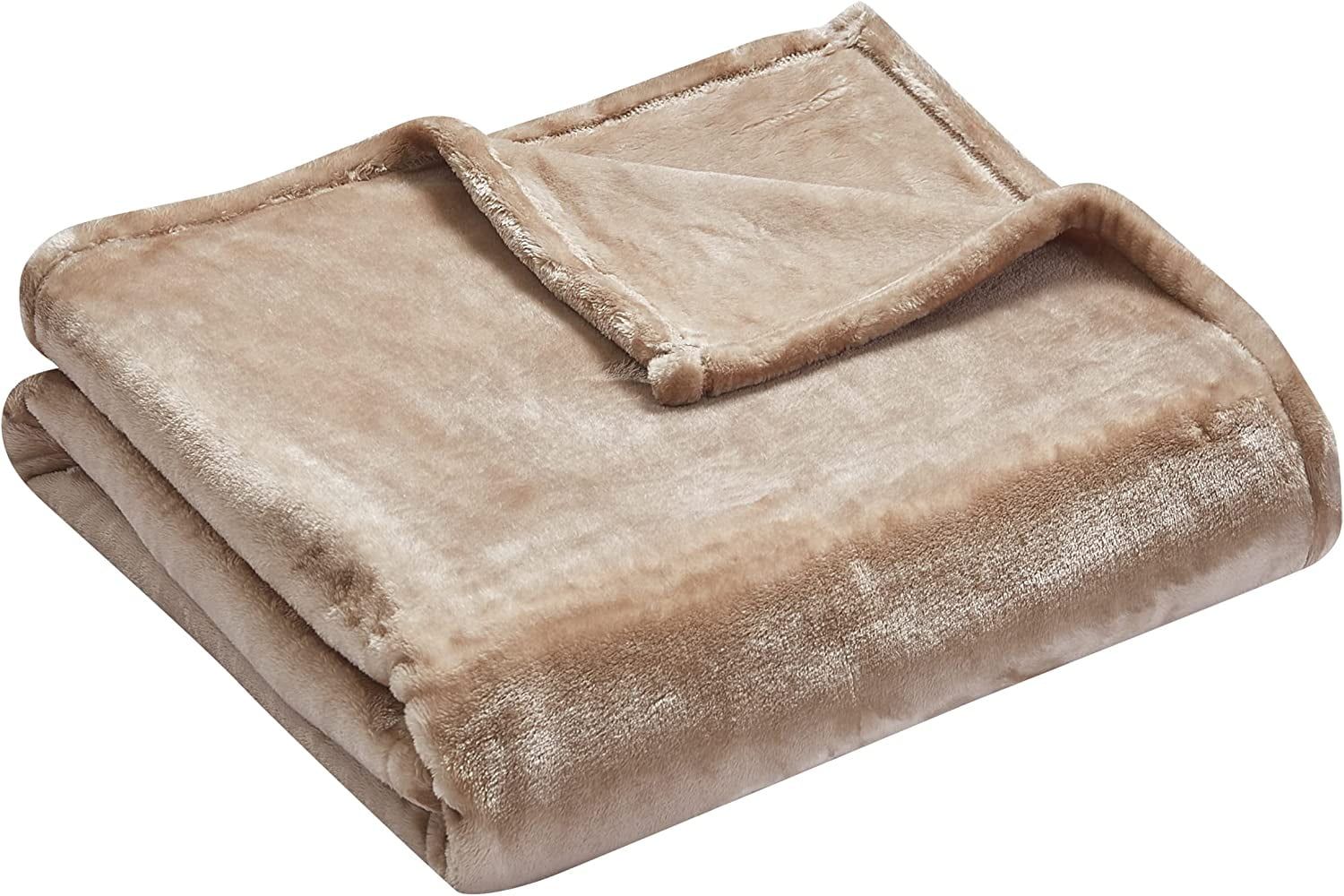 Luxurious Stone Fleece and Wool Reversible Throw Blanket 50"x70"