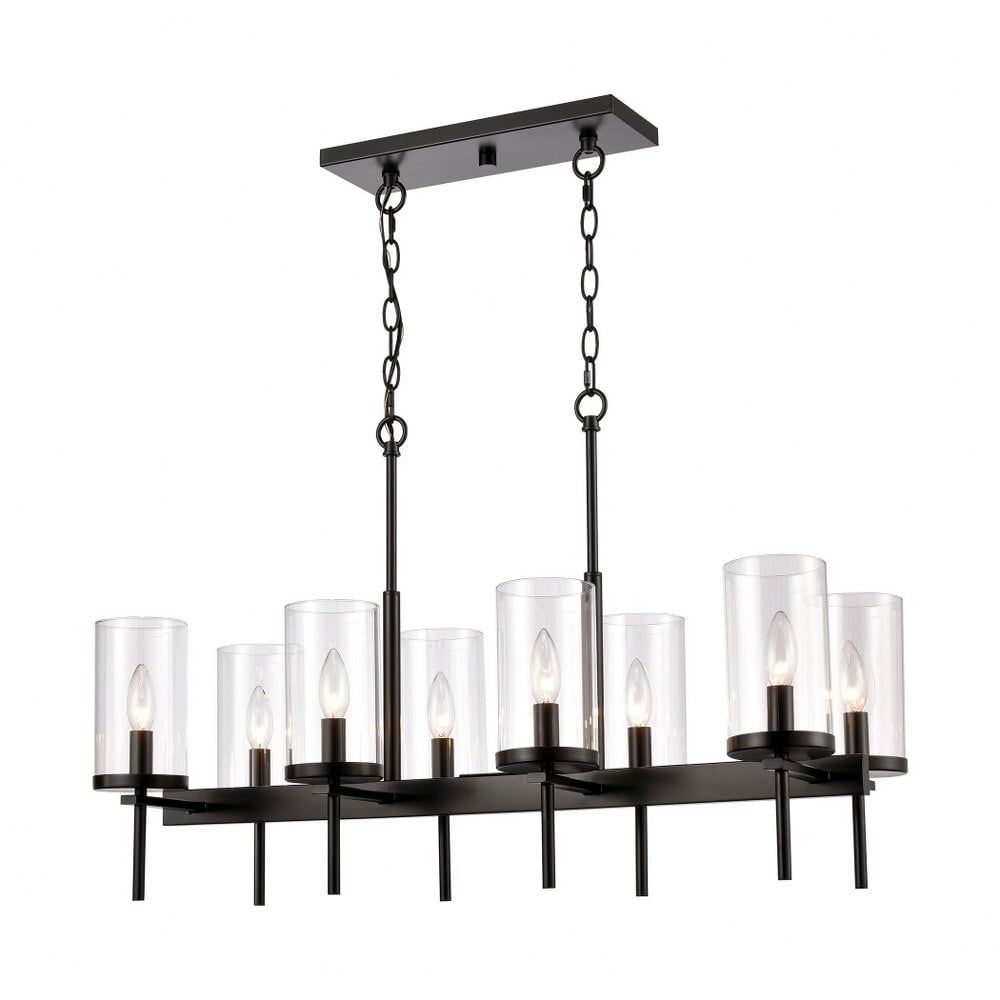 Black 8-Light Large Pendant with Clear Glass Shades