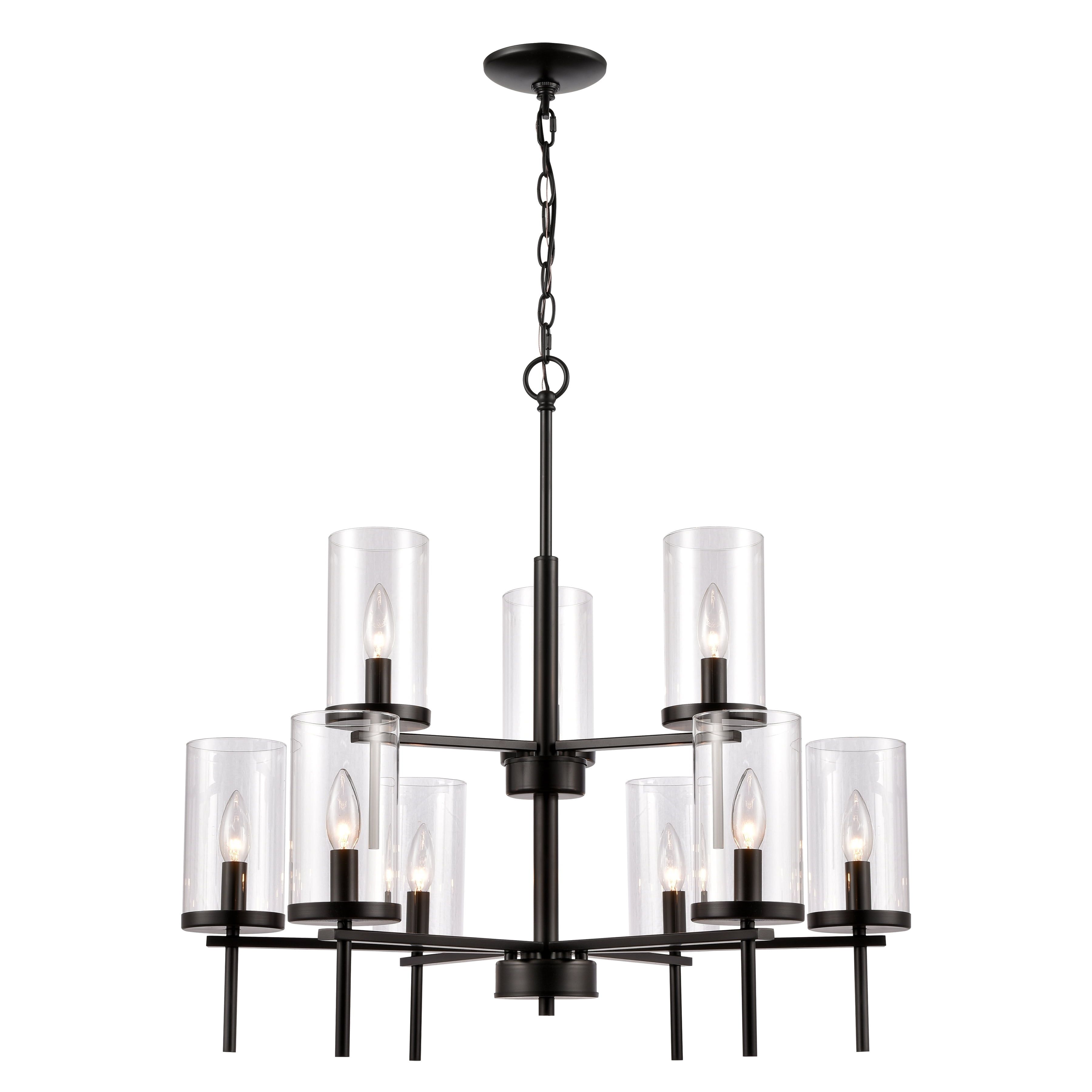 Elegant Oakland 9-Light Black Crystal Chandelier with Clear Glass
