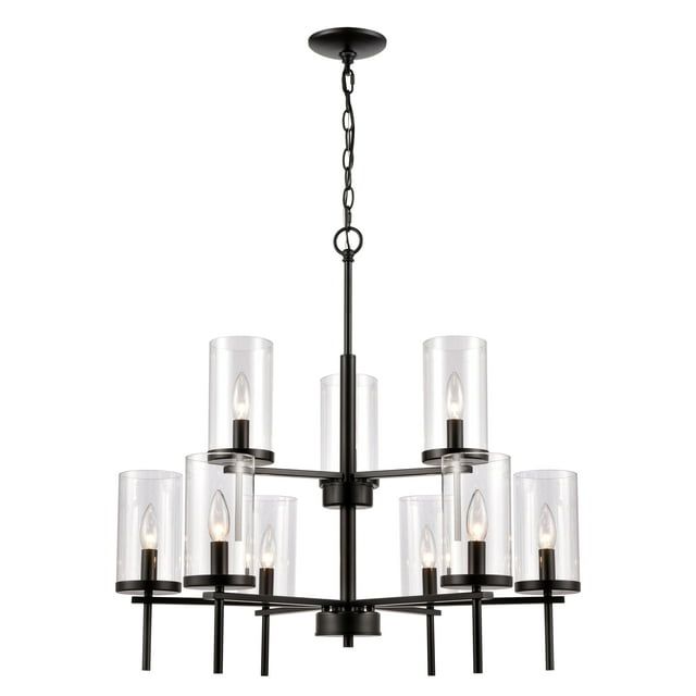 Elegant Oakland 9-Light Black Crystal Chandelier with Clear Glass