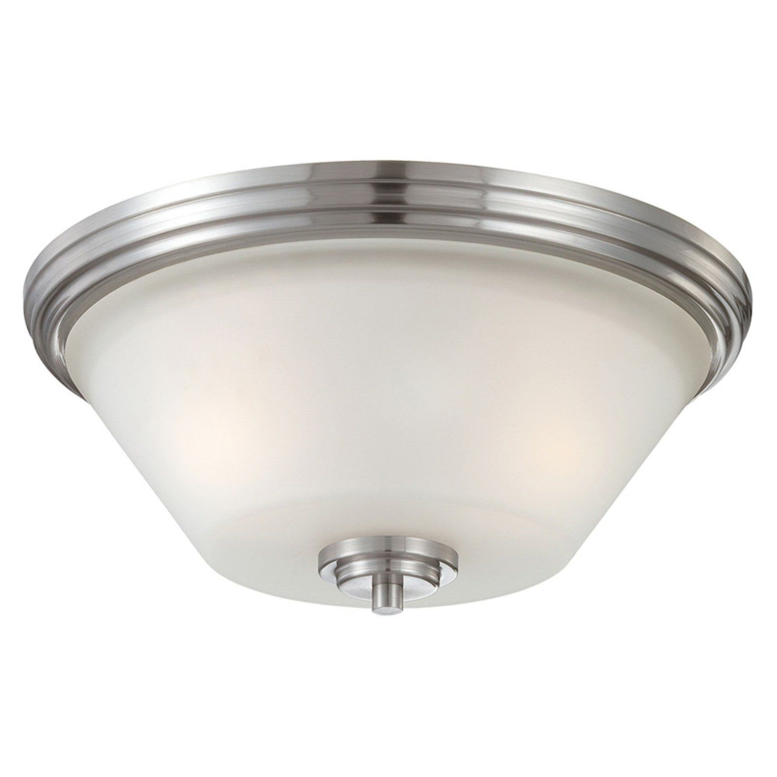 Elegant 2-Light Brushed Nickel Flush Mount with White Glass Shade