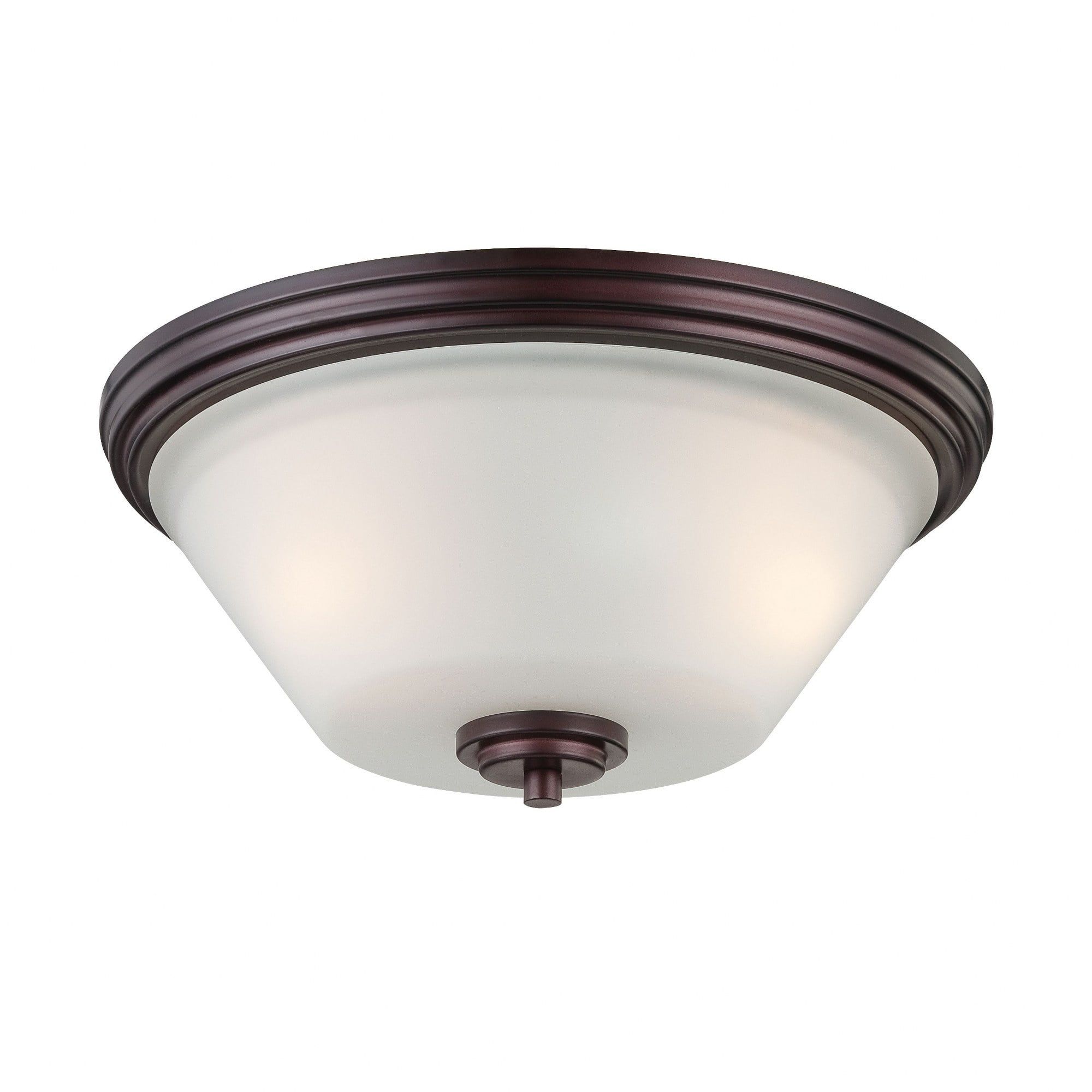 Sienna Bronze 2-Light Flush Mount with White Glass Bowl