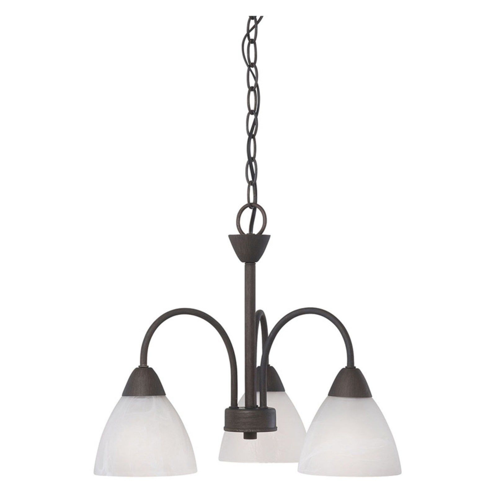 Bronze Mini 3-Light Chandelier with White Glass Shades