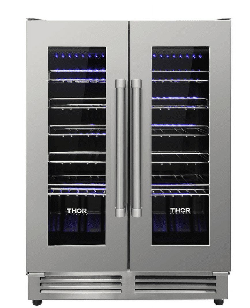 Stainless Steel Dual Zone 42-Bottle Wine Cooler with Interior Lighting