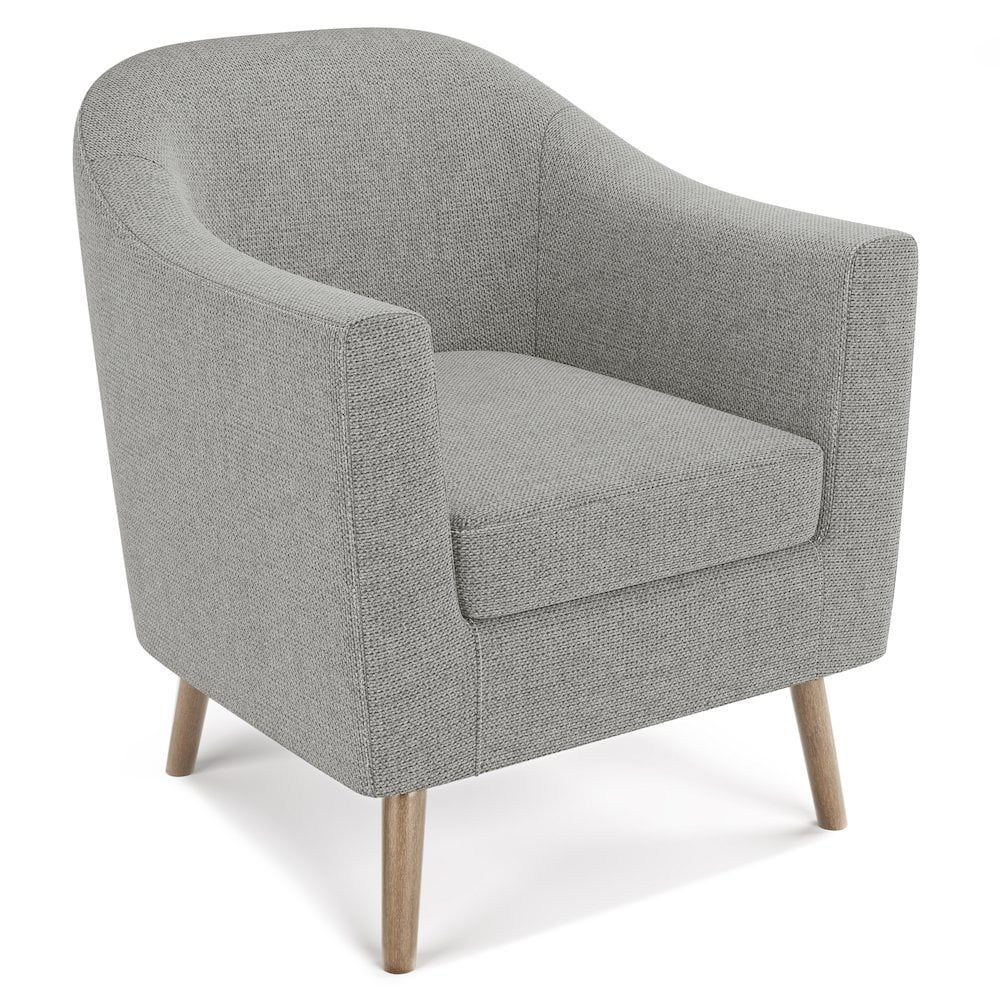 Transitional Classic Grey Curved Wood Accent Chair