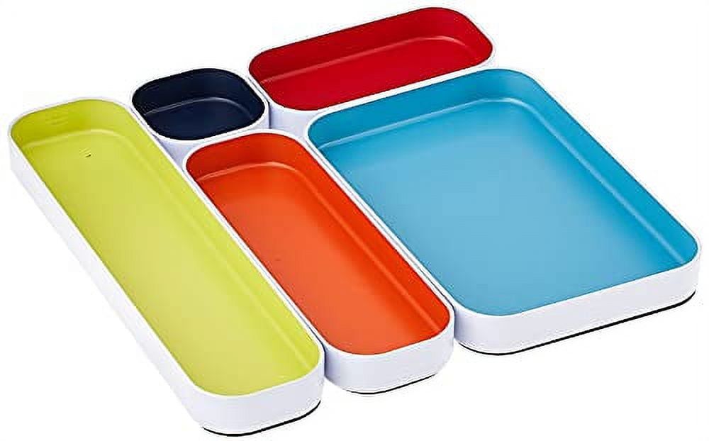 Assorted Color Shallow Metal Drawer Organizer Tray Set