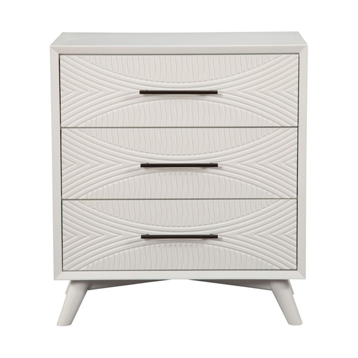 White Mahogany Wood 3-Drawer Chest with Felt Lined Drawers