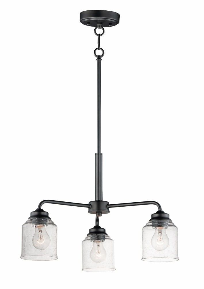 Acadia Black 3-Light Chandelier with Seedy Glass Shades