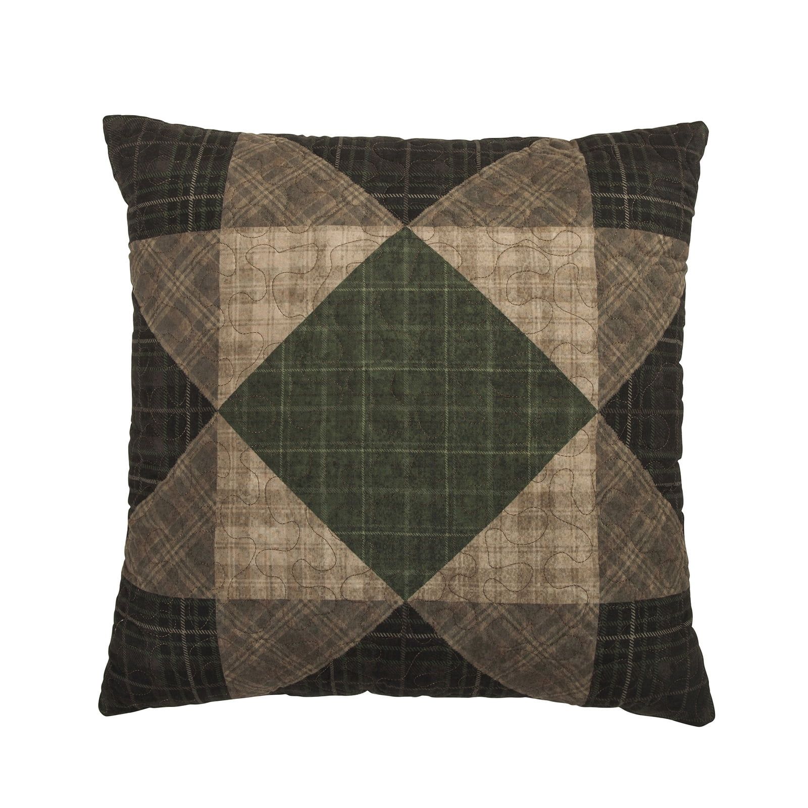 Antique Pine Square Patchwork Throw Pillow