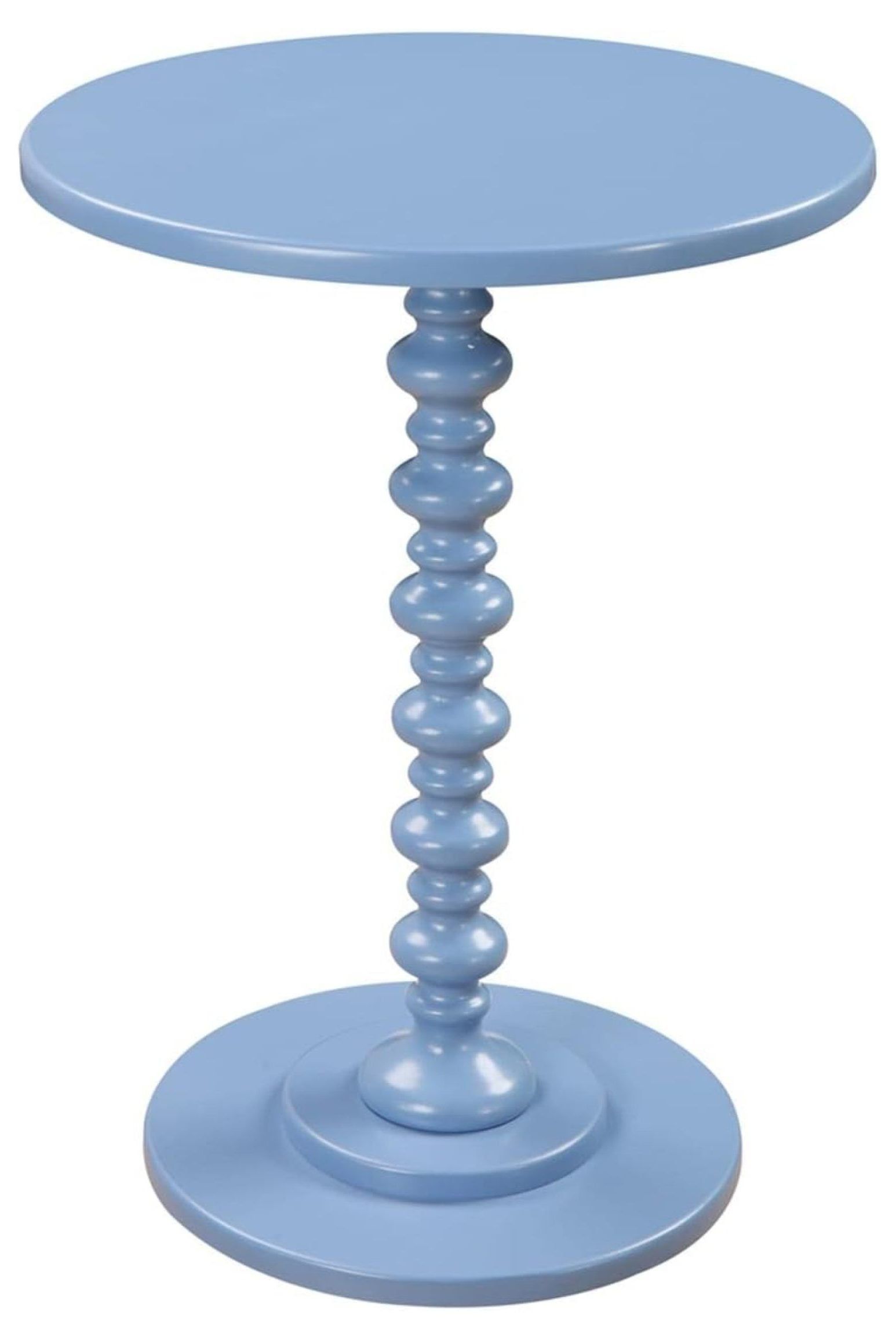 Palm Beach Blue Round Wood Spindle Side Table