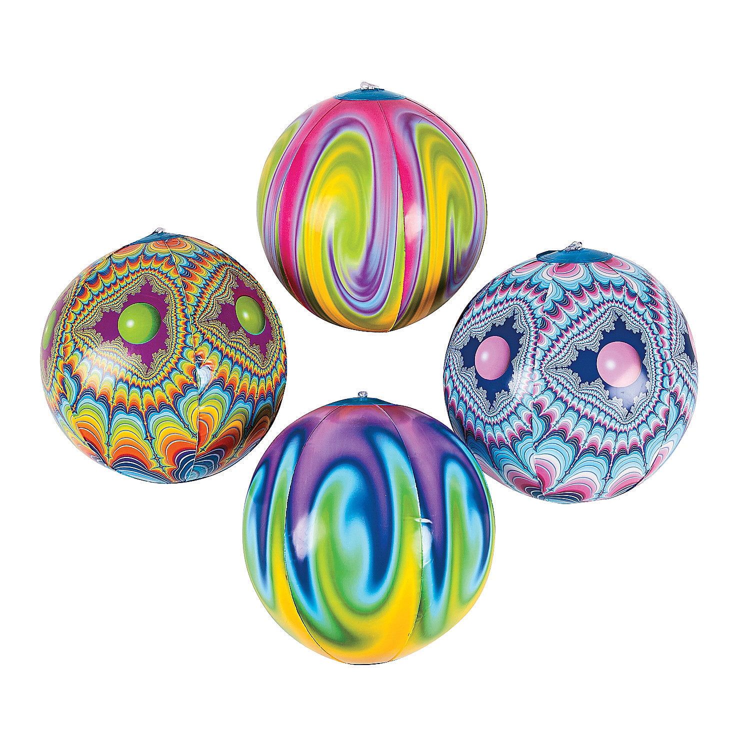 Assorted Tie-Dye Inflatable Beach Balls for Parties