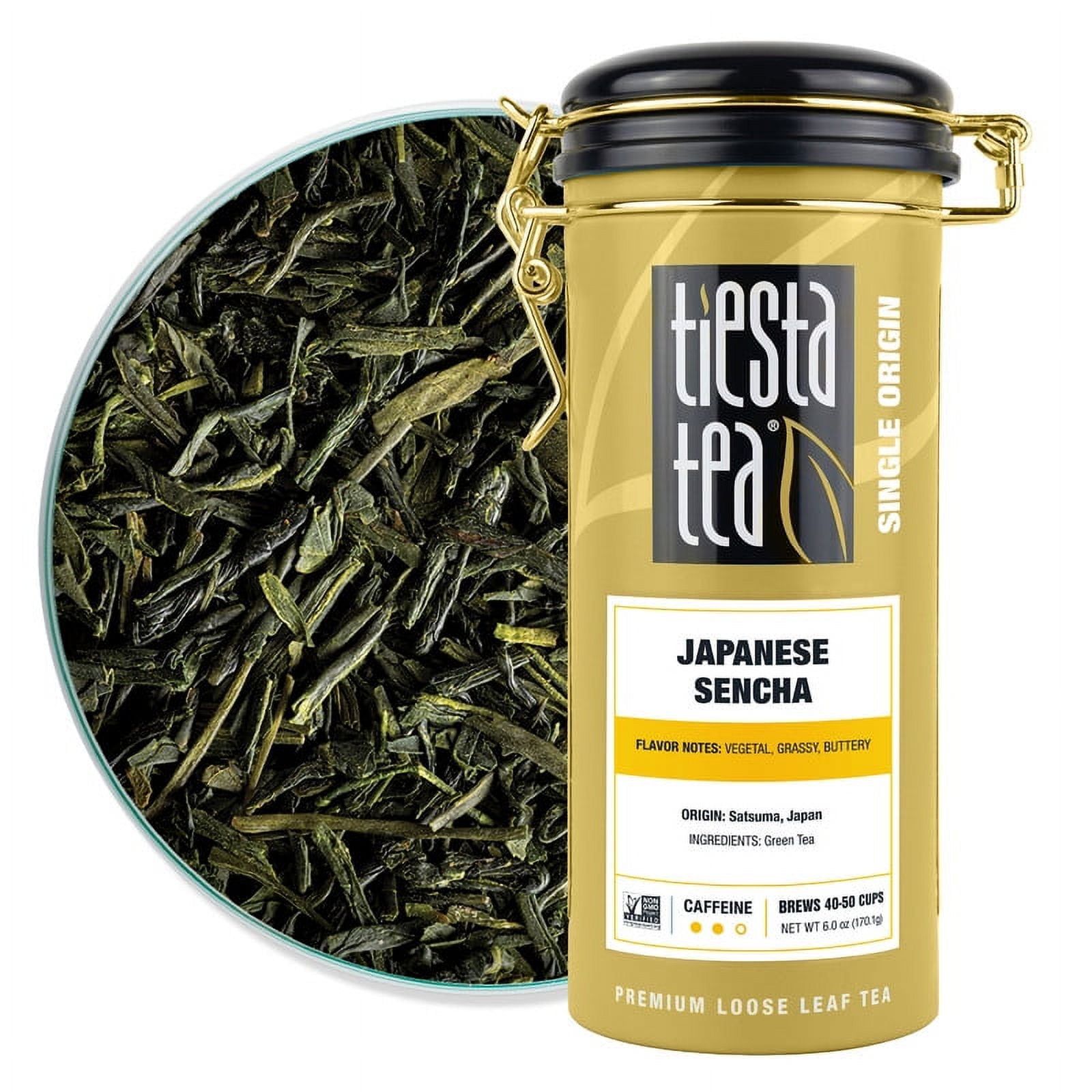 Japanese Sencha Premium Loose Leaf Green Tea in Refillable Tin, 6 oz