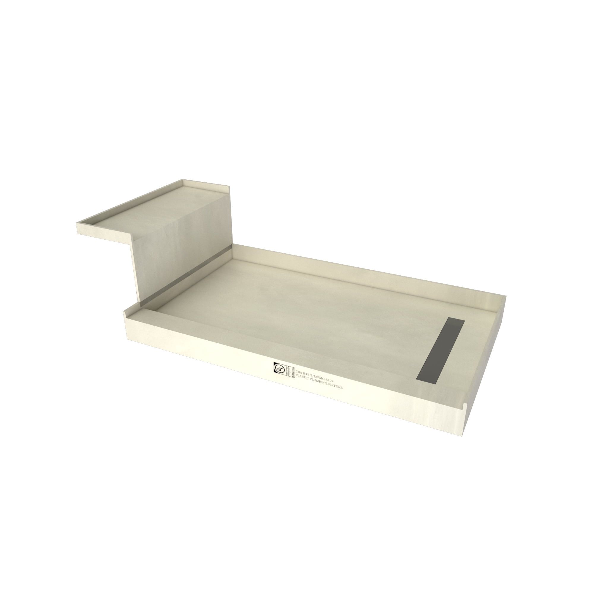 Brushed Nickel 60" x 42" Rectangular Shower Pan with Bench