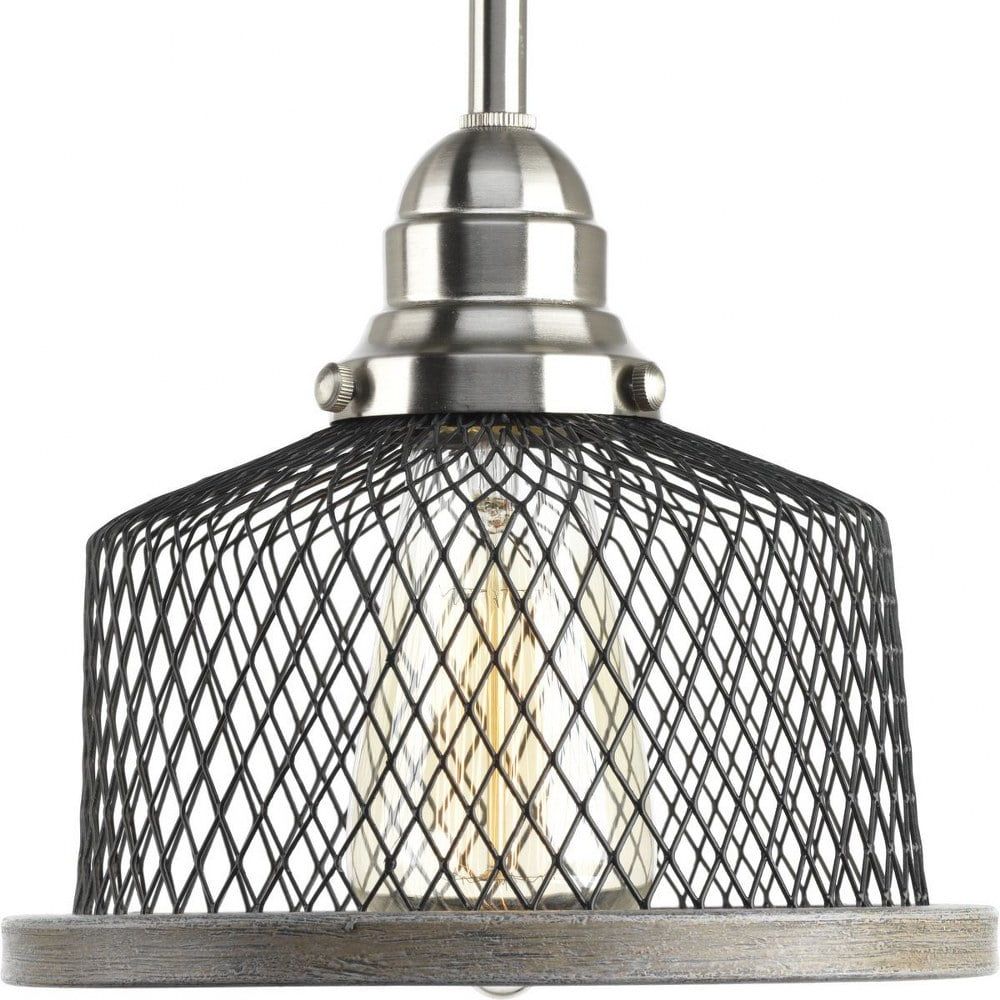 Tilley Coastal Mini Pendant Light in Brushed Nickel with Mesh Shade