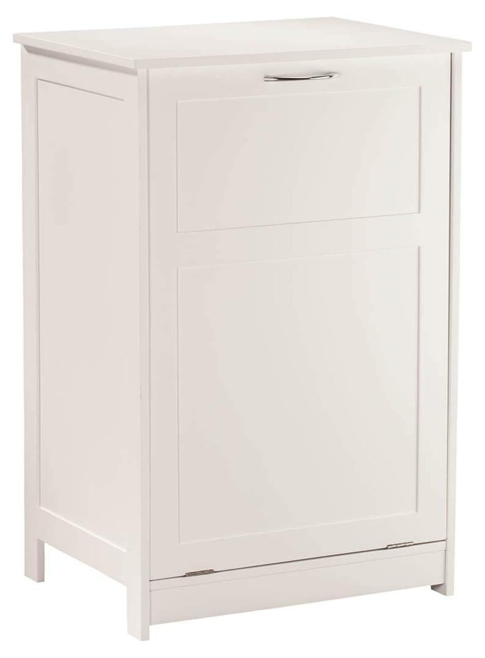 White MDF Tilt-Out Laundry Hamper Cabinet with Shelf