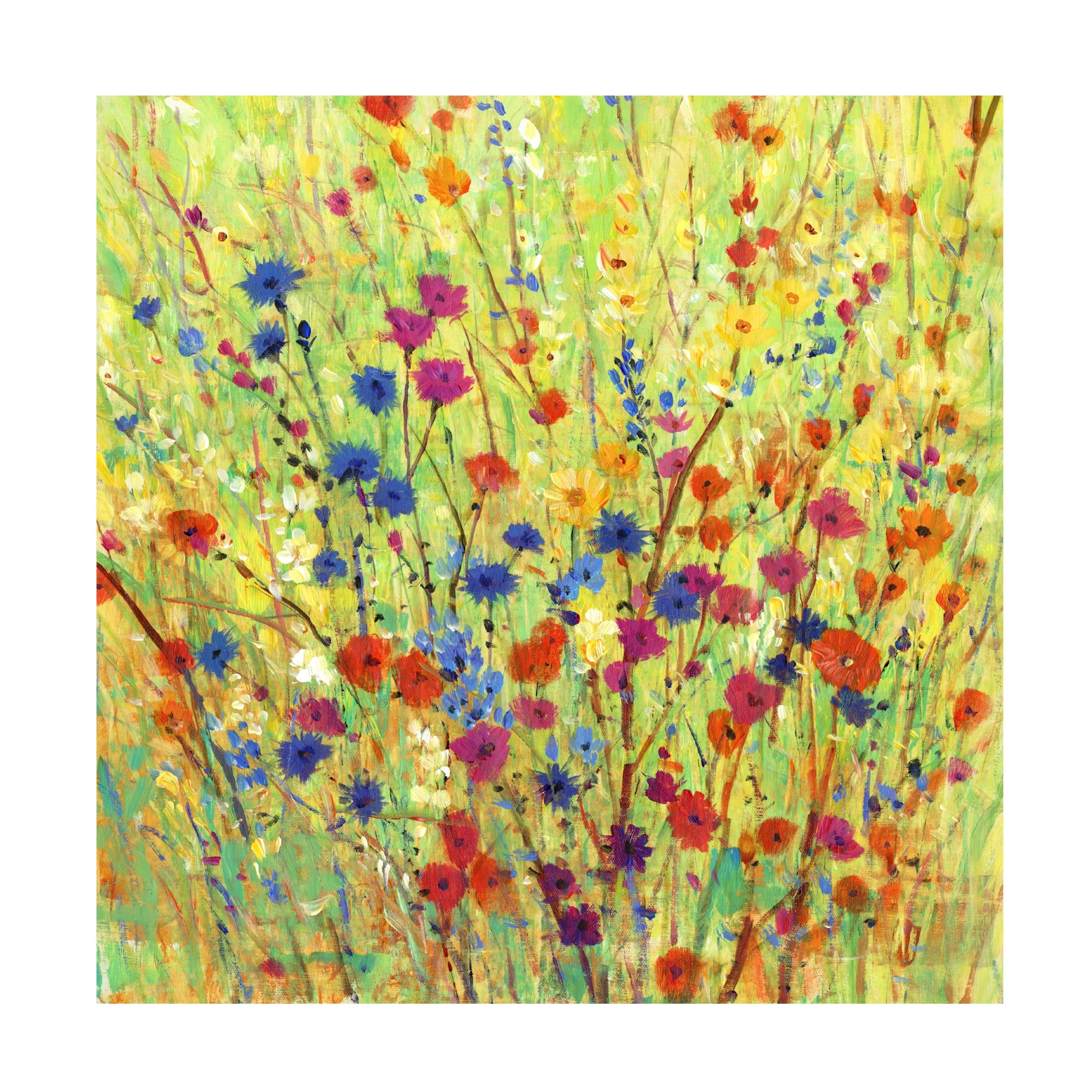 Vibrant Wildflower Patch Canvas Art in Yellow and Green