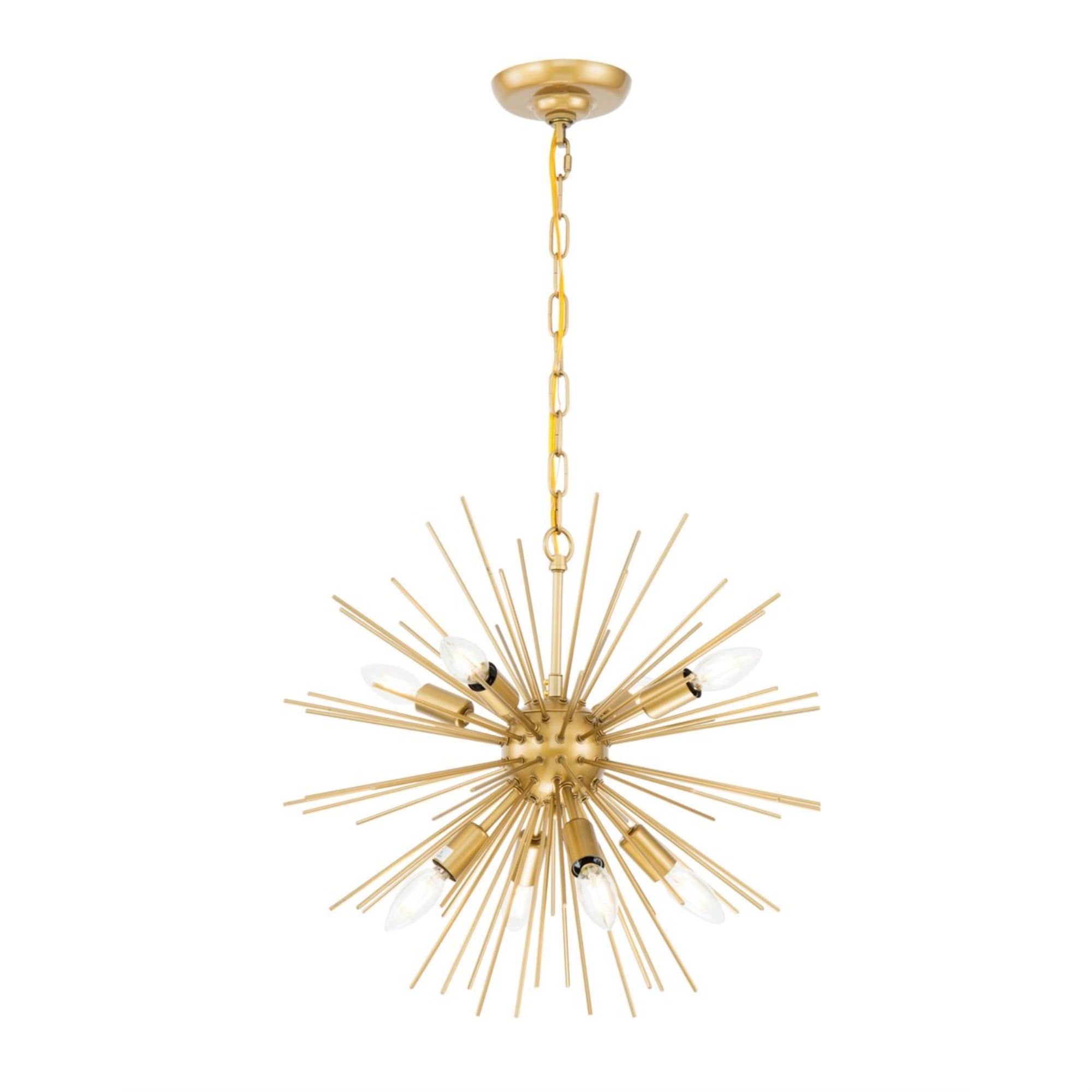 Timber 8-Light Brass Starburst Pendant Chandelier