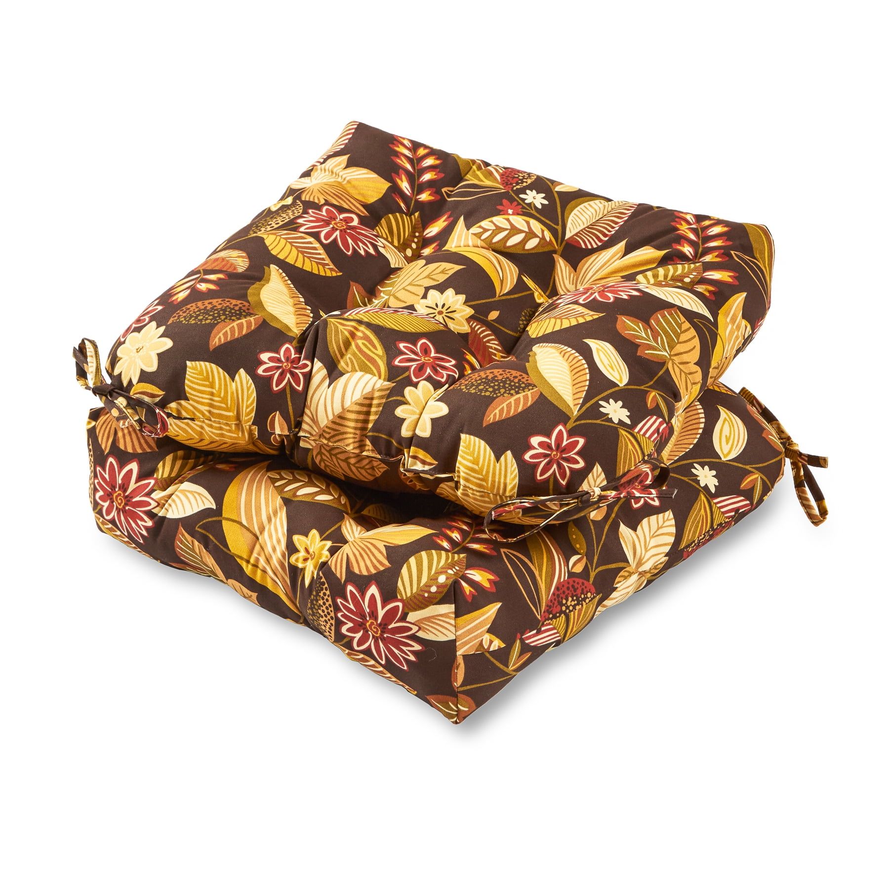 Timberland Floral 20" Square Outdoor Tufted Seat Cushions (Set of 2)