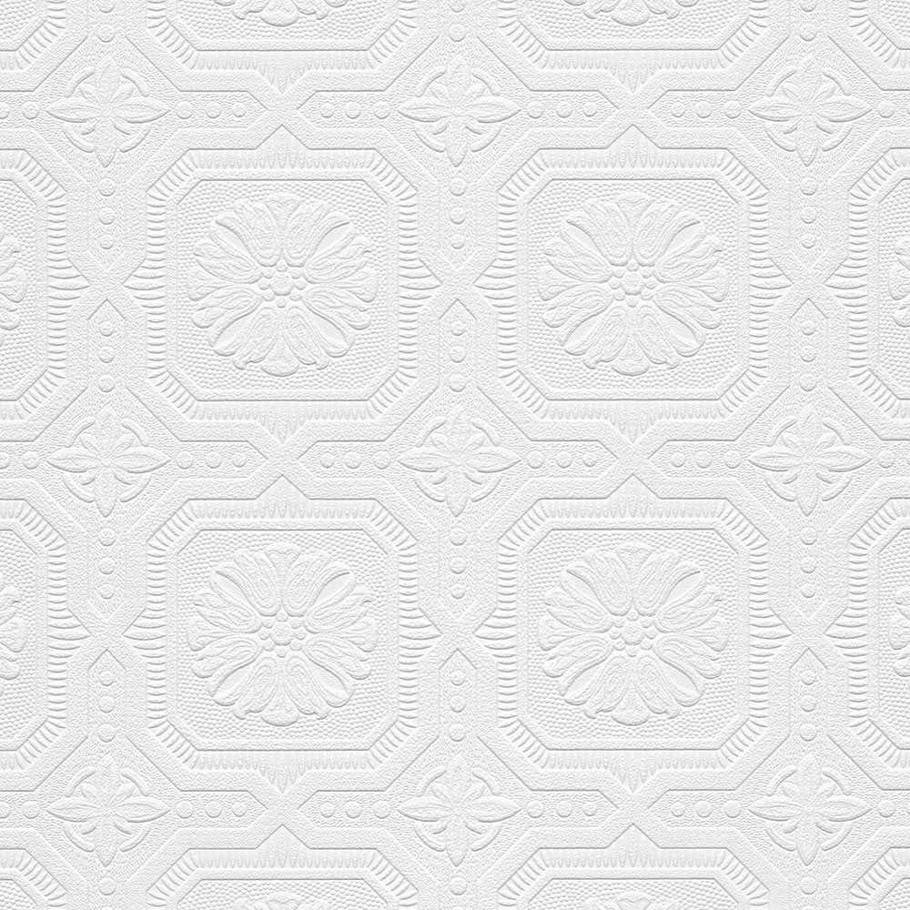 White 3D Embossed Paintable Vinyl Wallpaper Roll