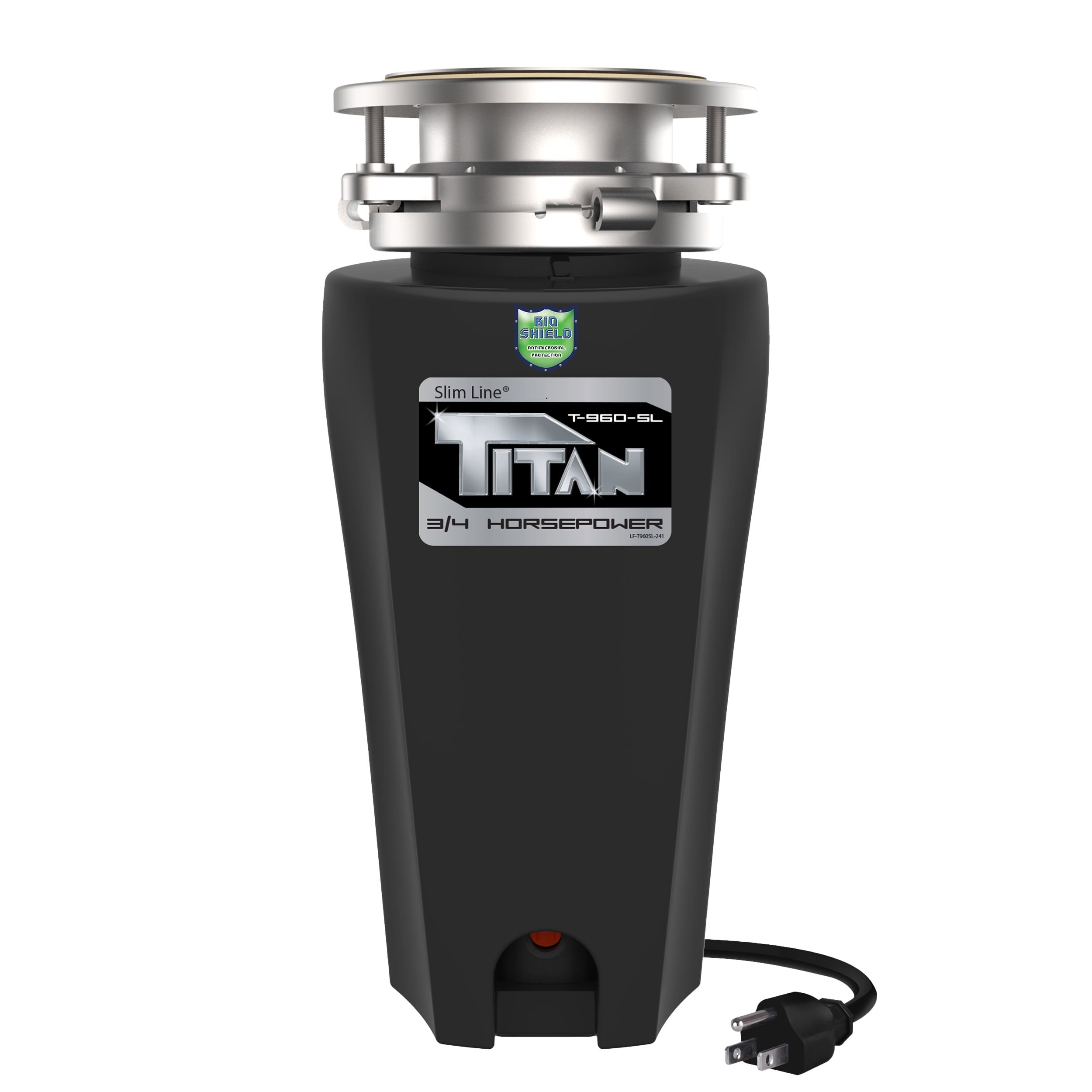 Titan 3/4 HP Slim Line Black Stainless Steel Garbage Disposal