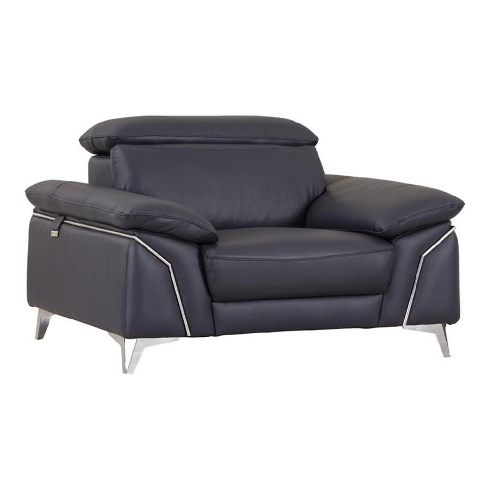 Navy Leather Recliner Accent Chair with Spot Design, 31"