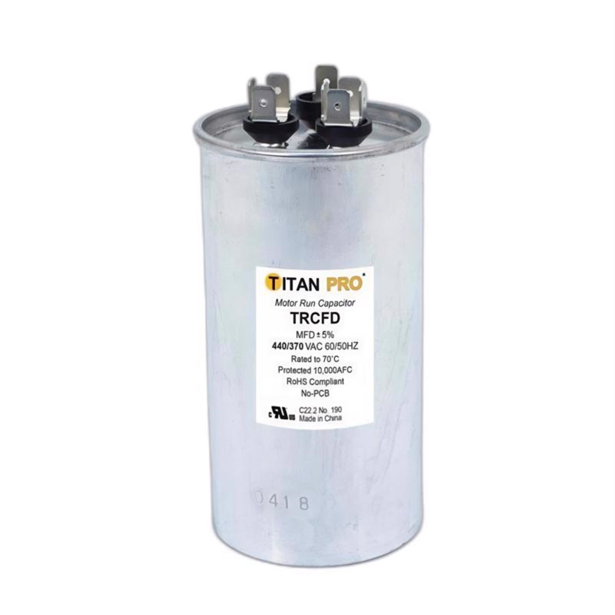 Titan Pro 80+7.5 MFD Aluminum Round Run Capacitor