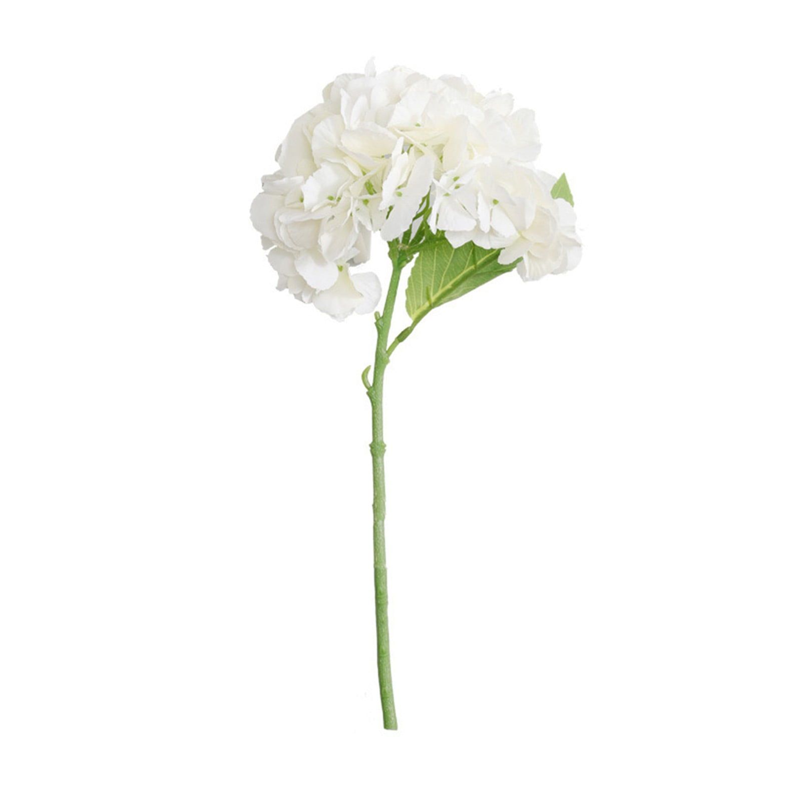 White Silk Hydrangea Artificial Flower Stem Arrangement, 18 Inches