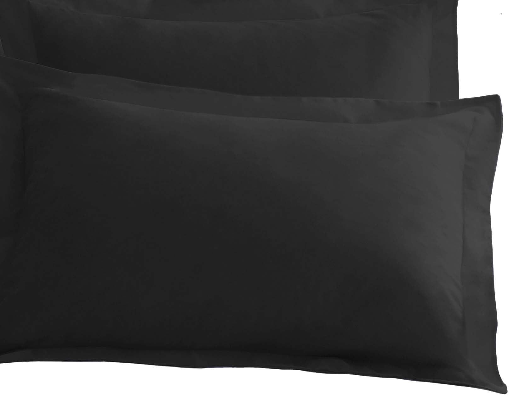 Black Polyester Microfiber Standard Pillow Shams with Flange, 2 Pack