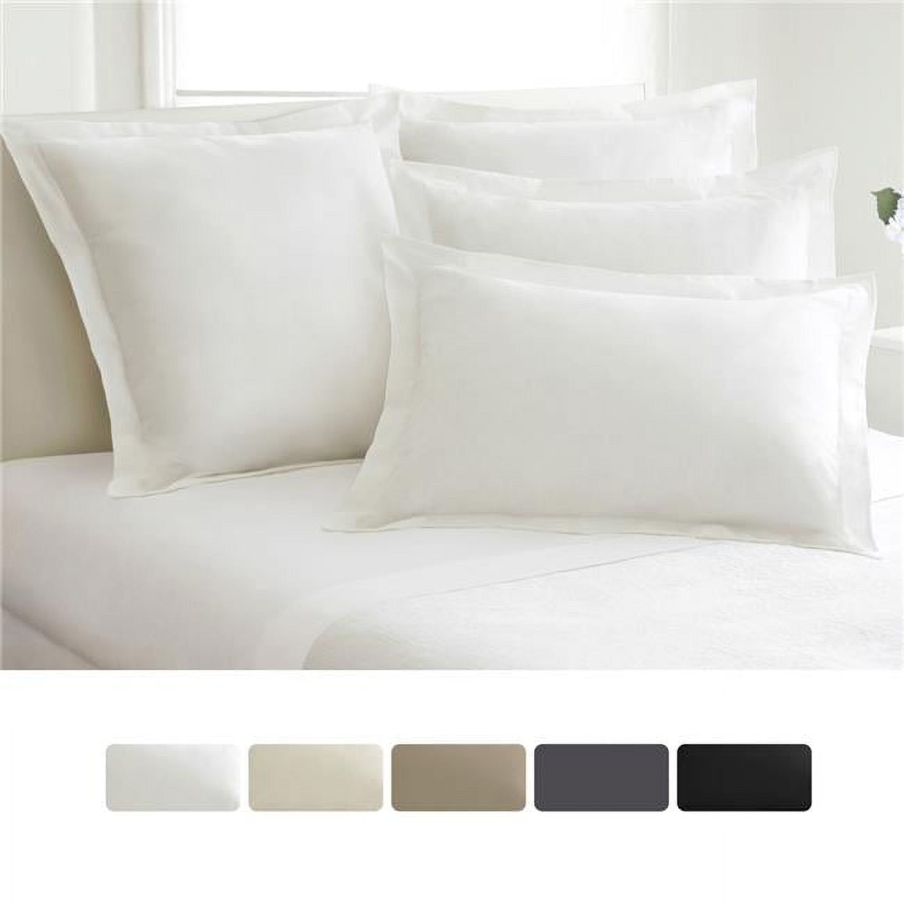 White Cotton Blend Standard Pillow Shams with Flange