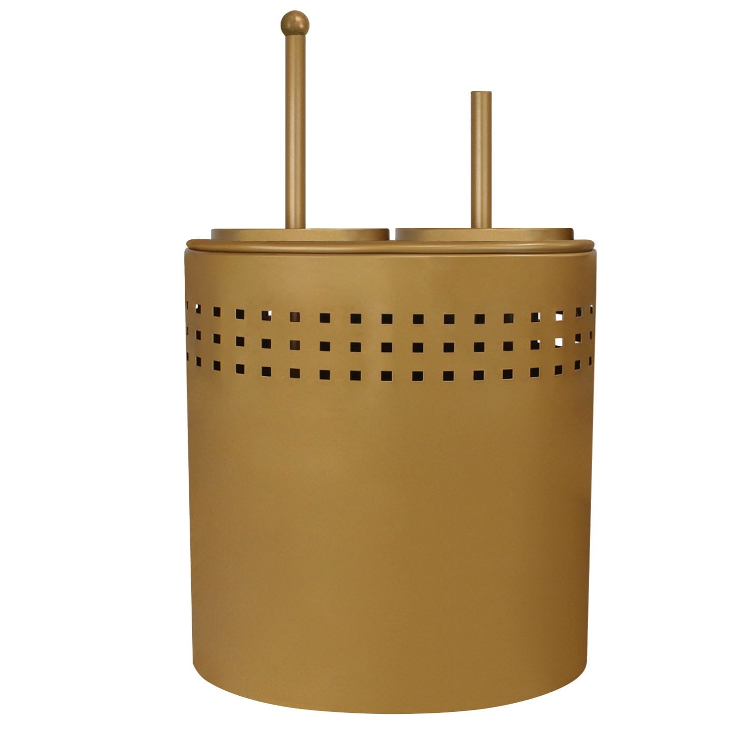 Gold Modern Toilet Brush and Plunger Set with Holder