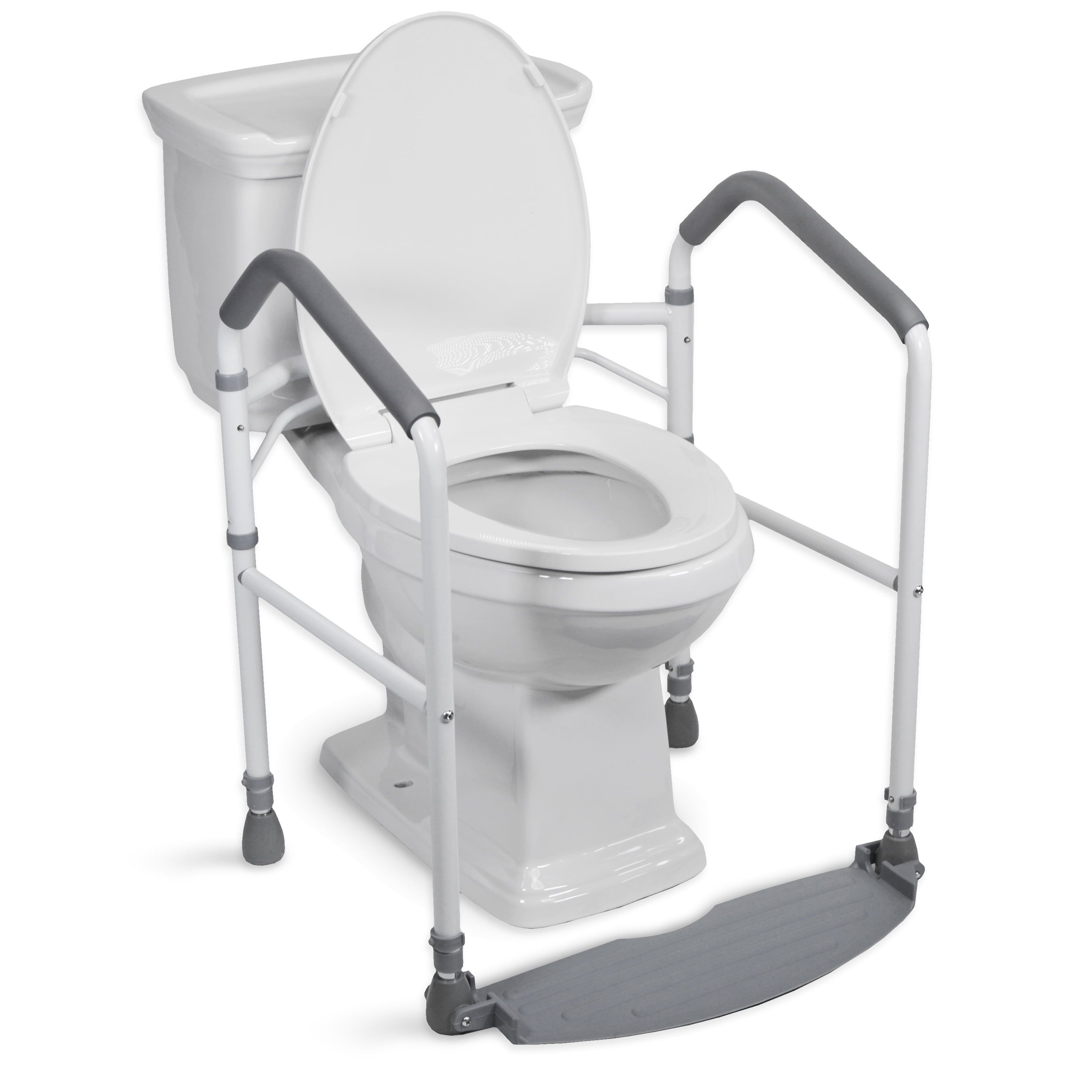 Adjustable White Metal Toilet Safety Frame with Handrails