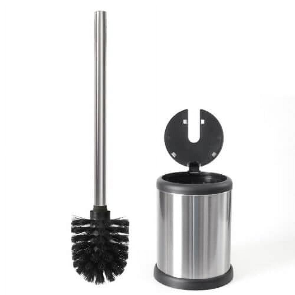 Chrome Stainless Steel Toilet Brush with Holder and Lid