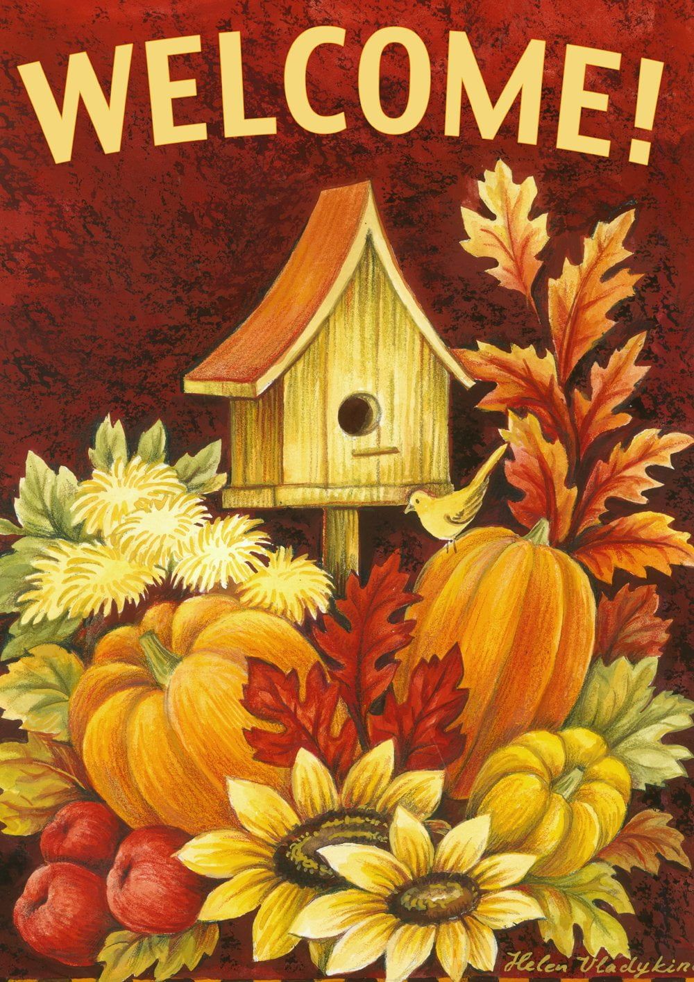 Autumn Birdhouse Welcome Double-Sided Garden Flag 28" x 40"