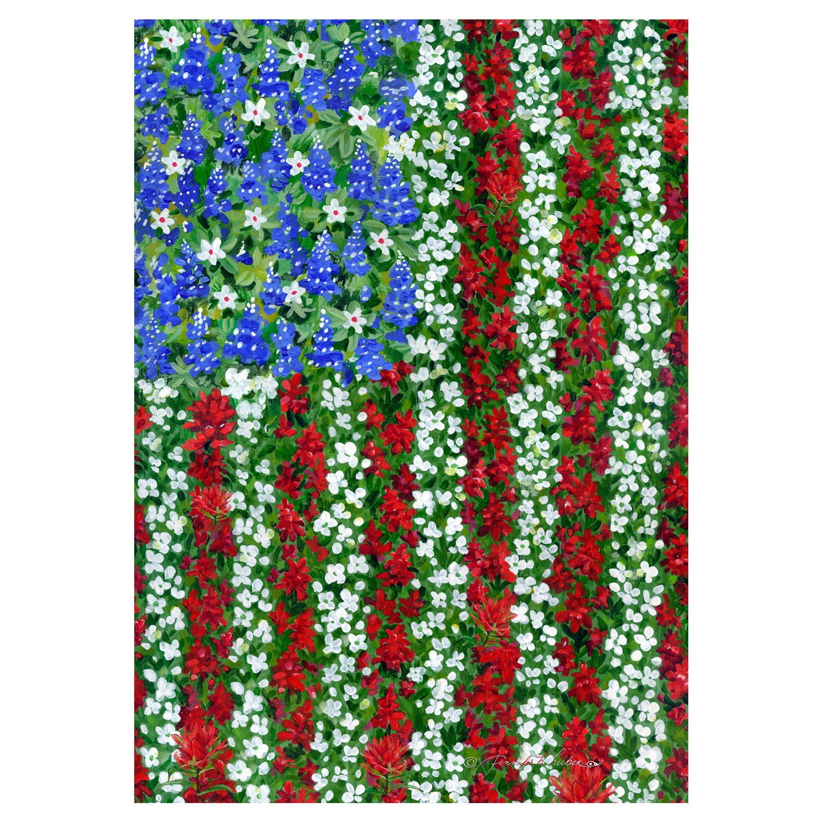 Field of Glory Patriotic Floral Polyester House Flag