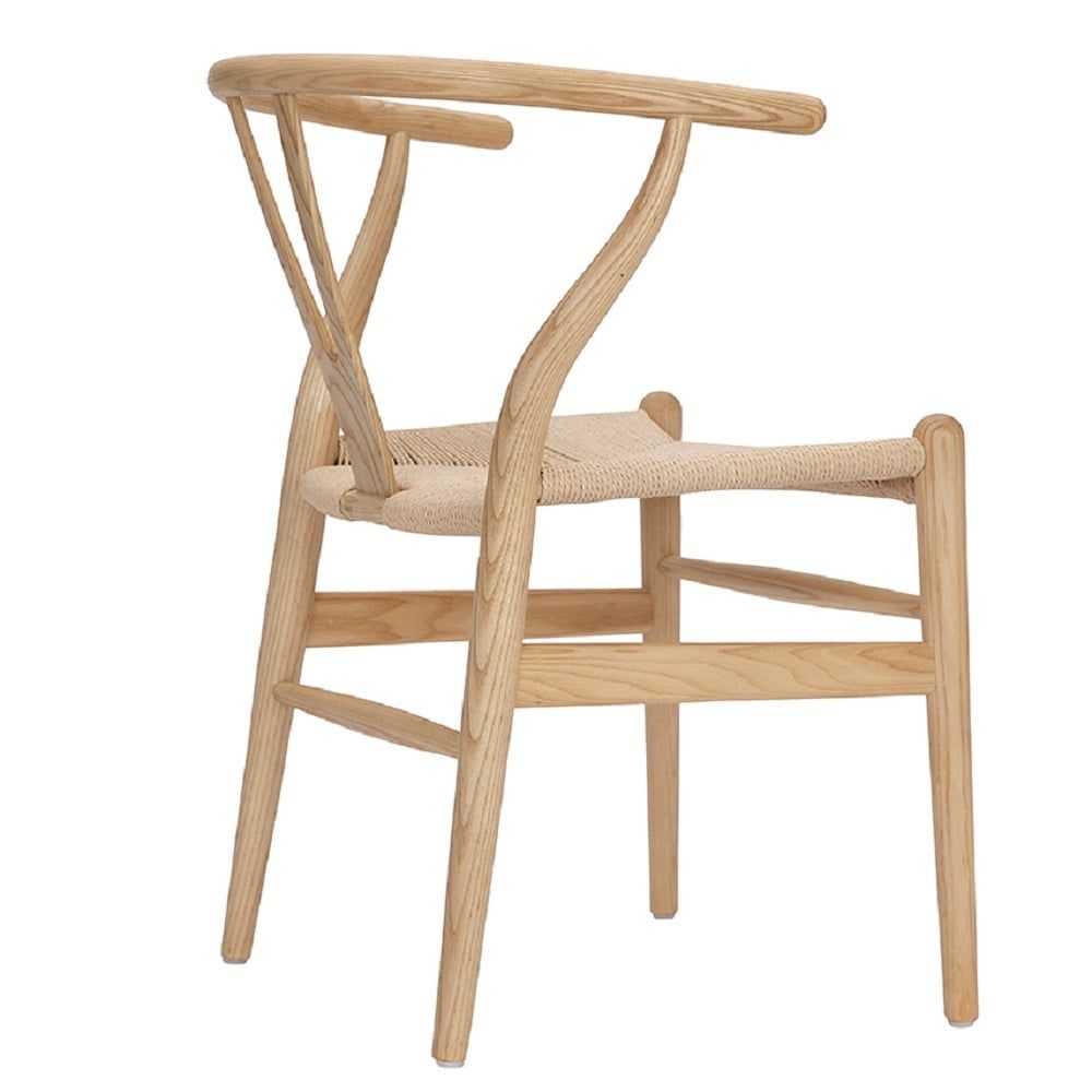 Natural Ash Wood Wishbone Arm Chair with Cane Seat