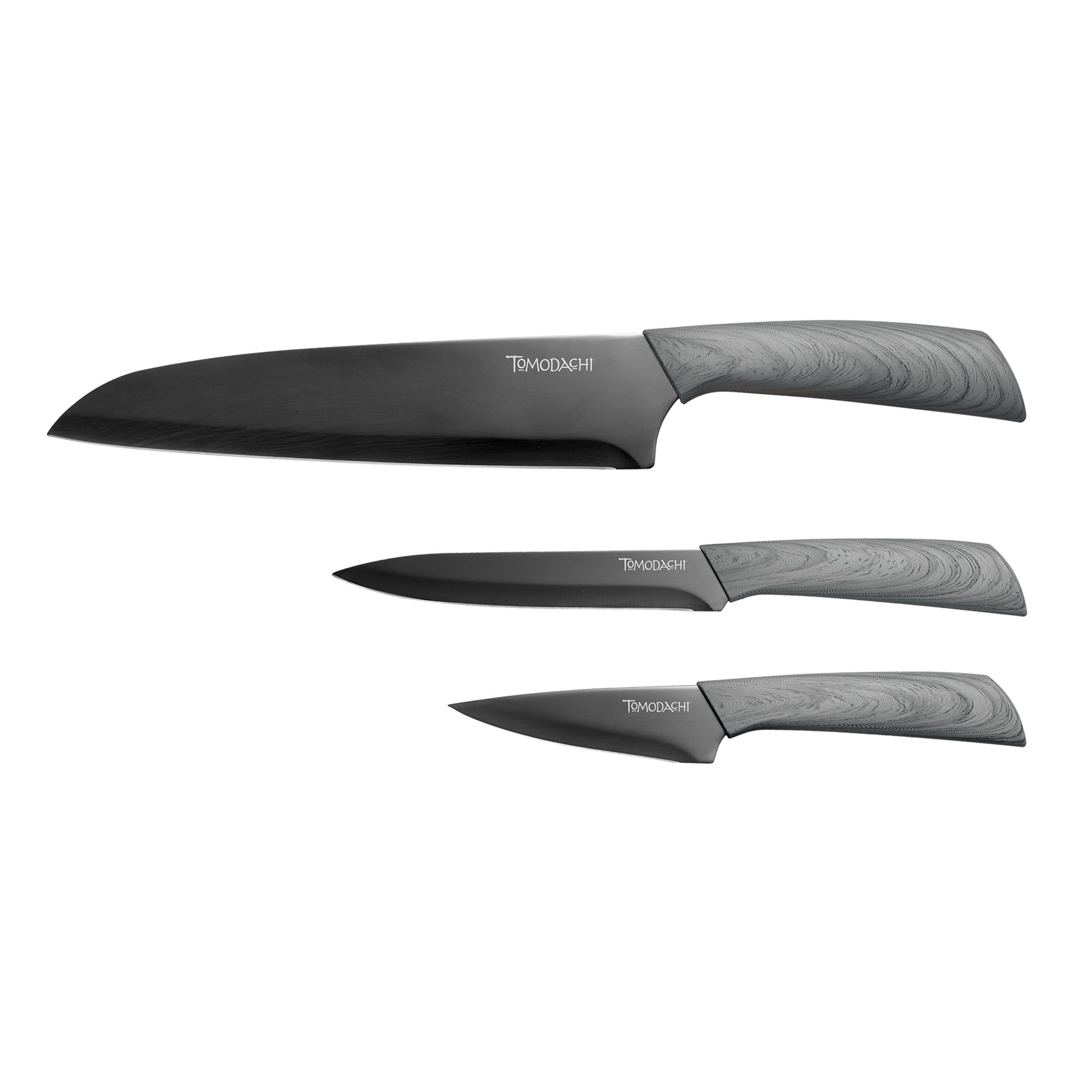 Raintree Ash 3-Piece Titanium Knife Set with Blade Guards