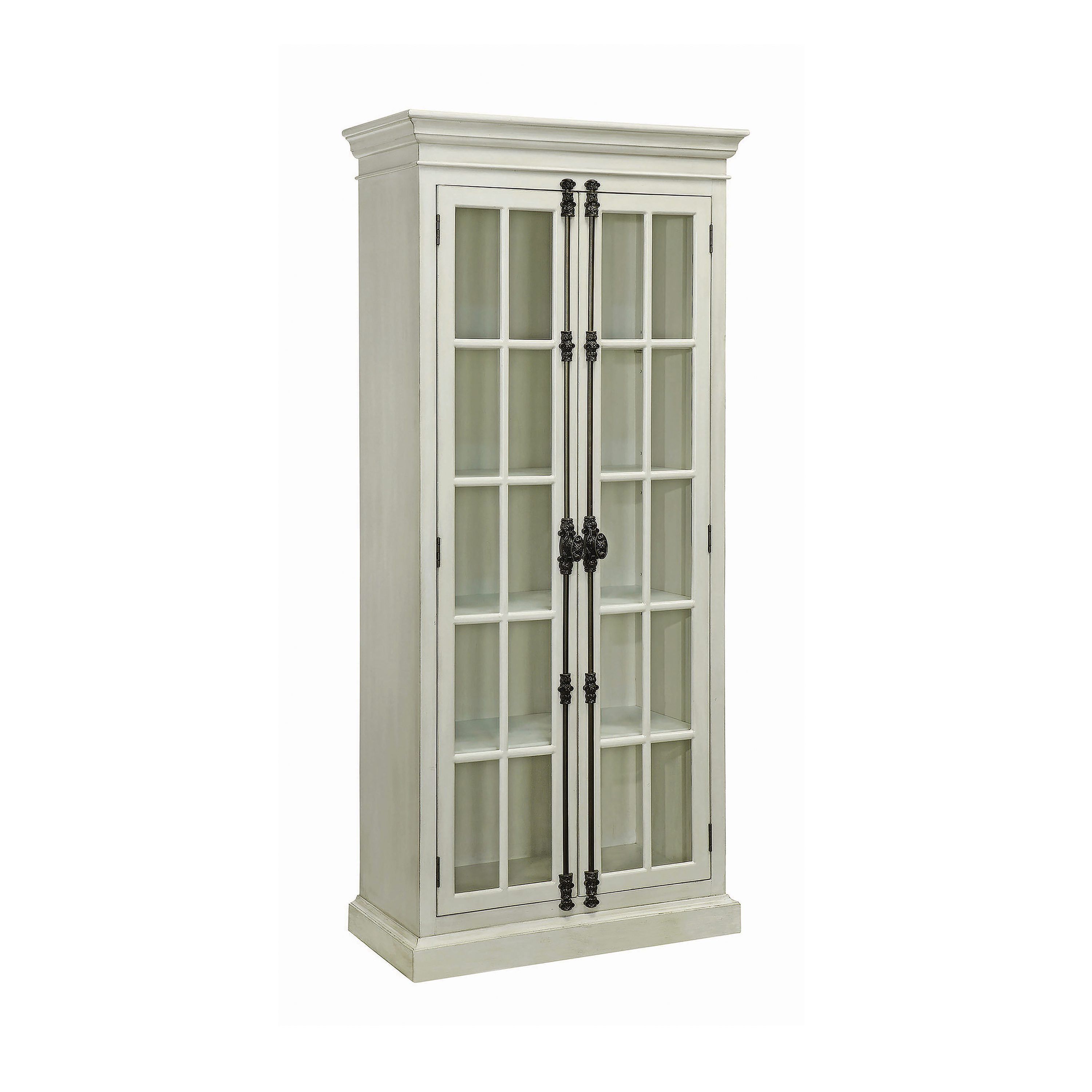 Antique White Glass Door Tall Curio Cabinet