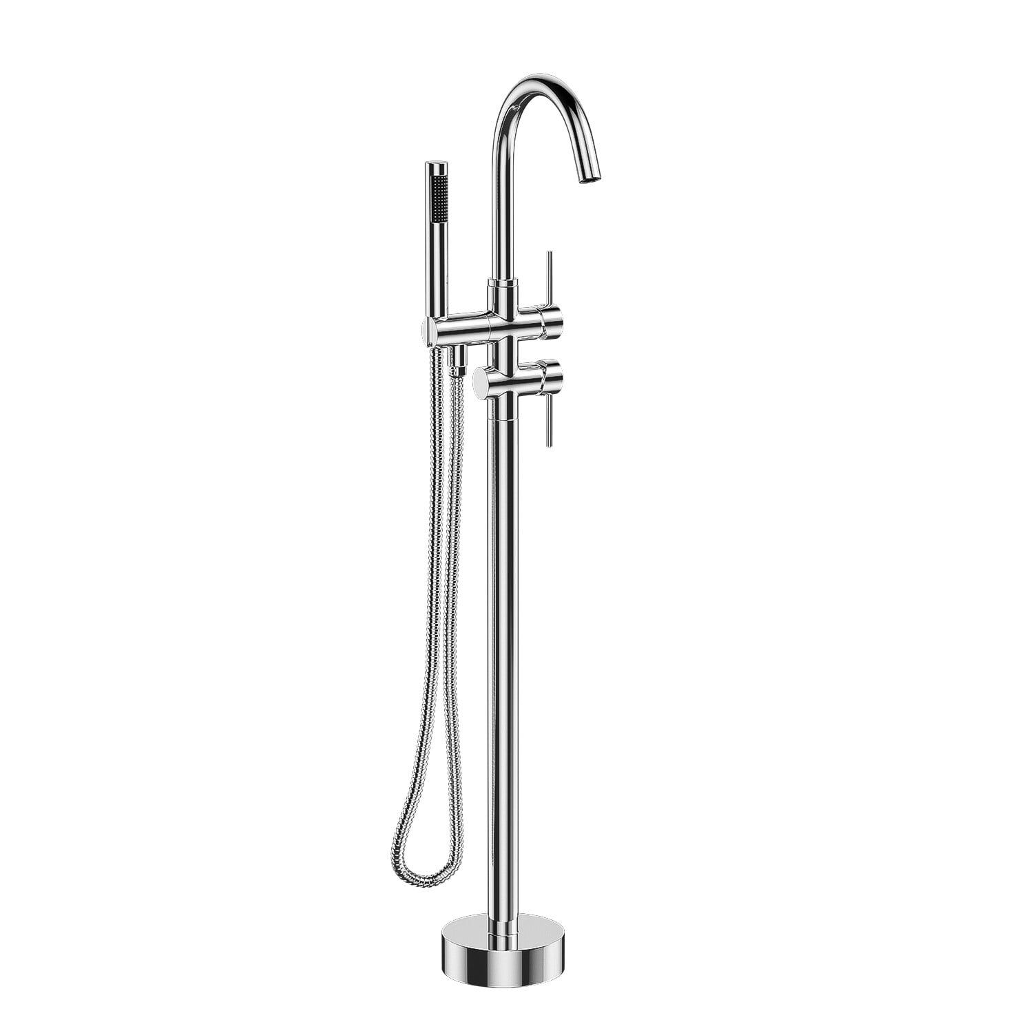 Chrome Freestanding Bathtub Faucet with Handheld Shower