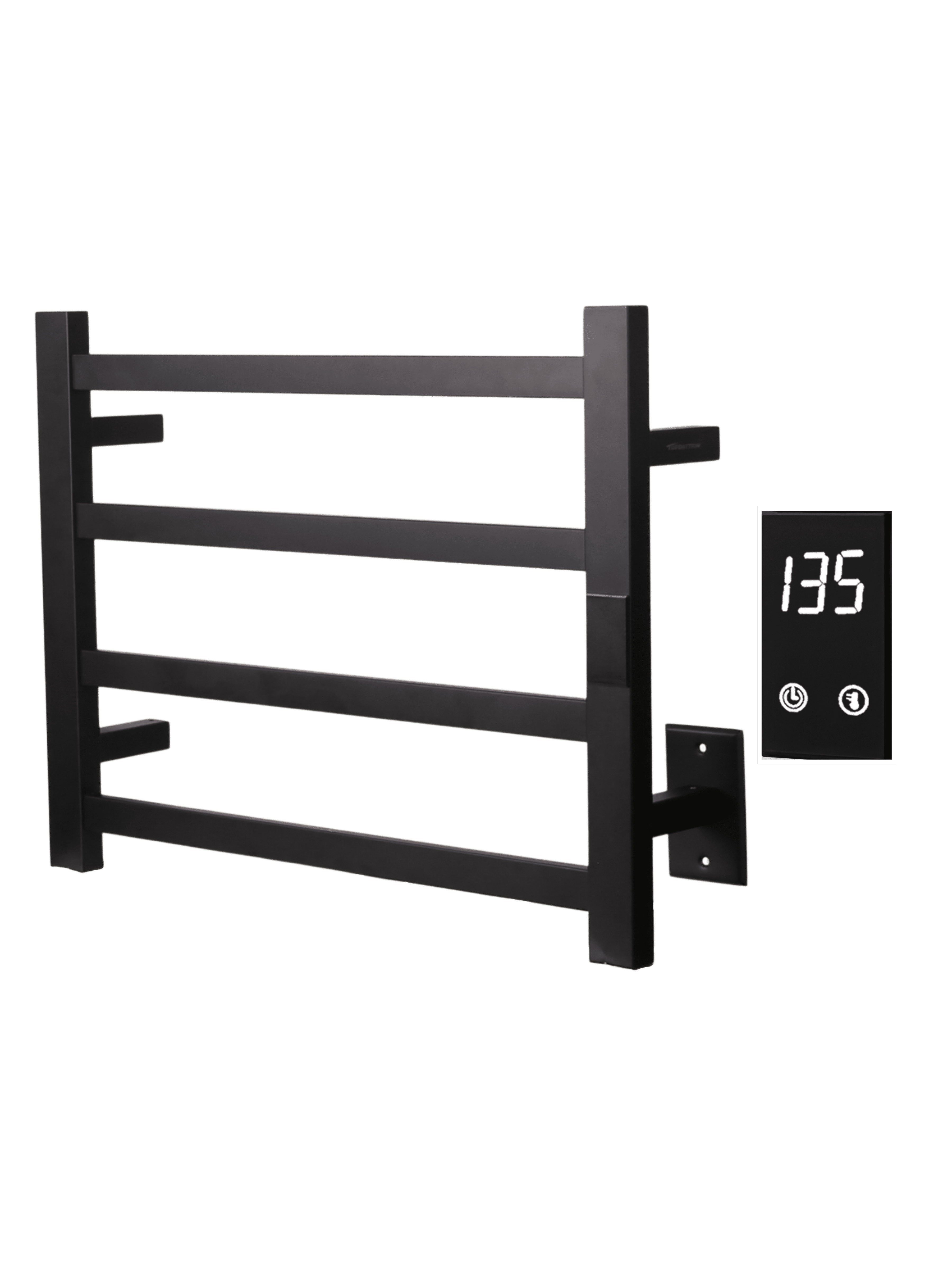 Matte Black 4-Bar Stainless Steel Electric Towel Warmer with Timer