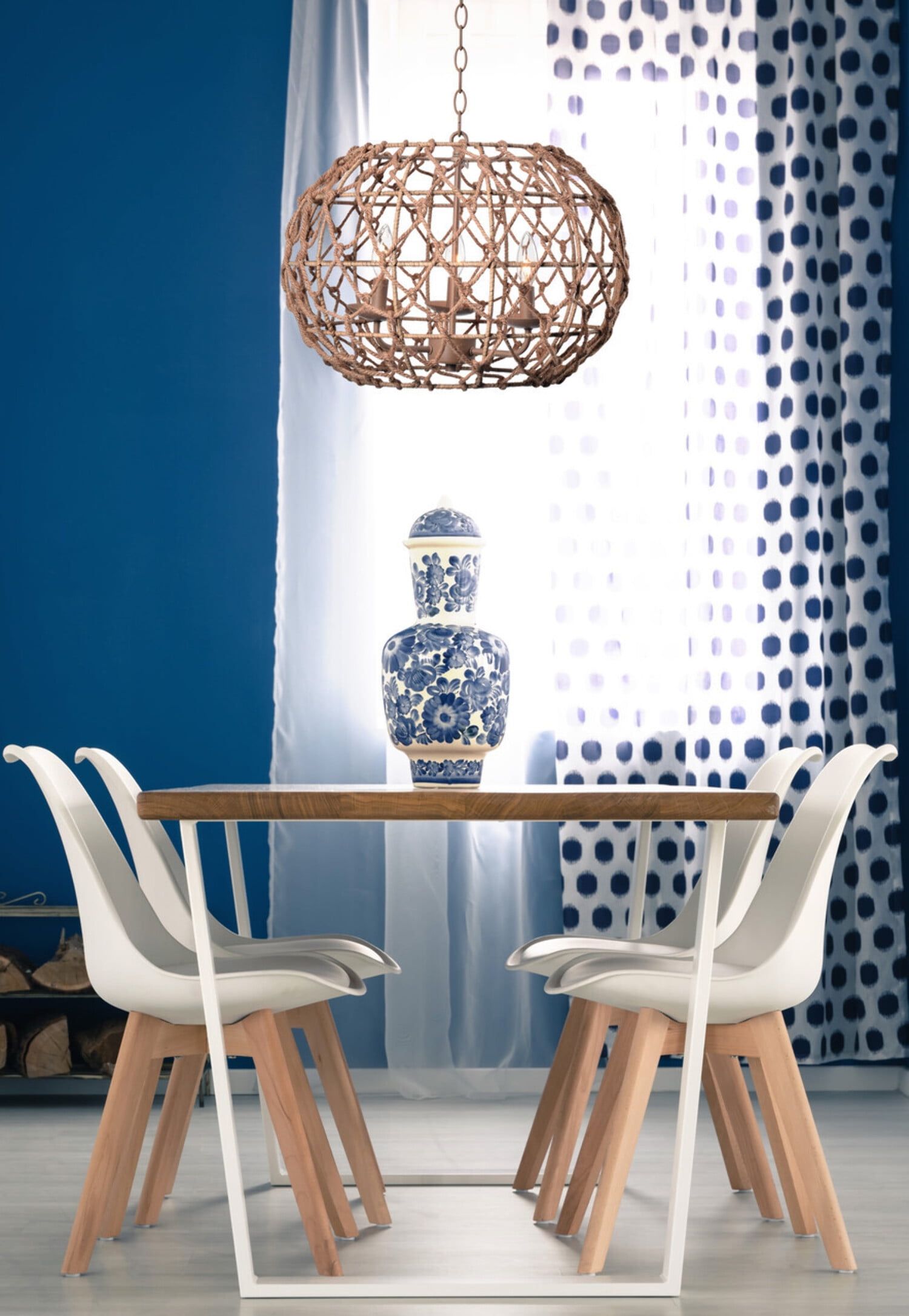 Coastal Tan Rope-Woven 3-Light LED Globe Pendant