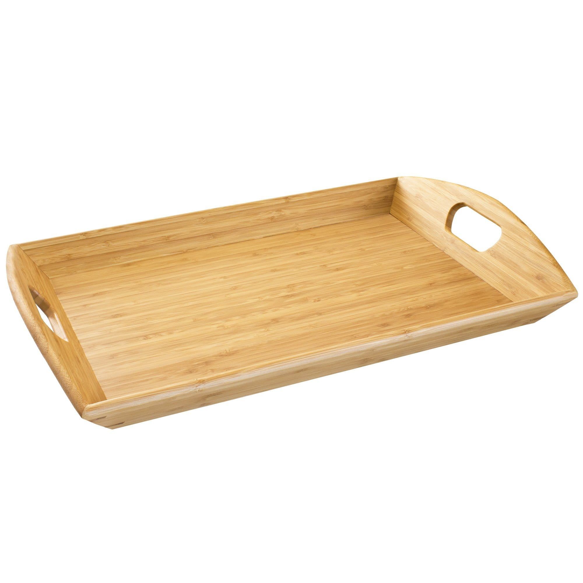 Large Bamboo Butler's Serving Tray with Handles