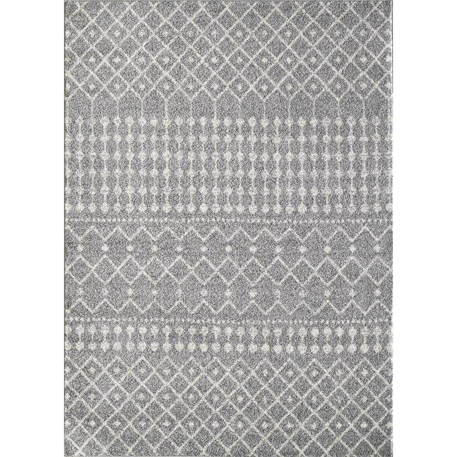 Totti Grid 8' x 10' Washable Synthetic Geometric Rug in Gray/Cream