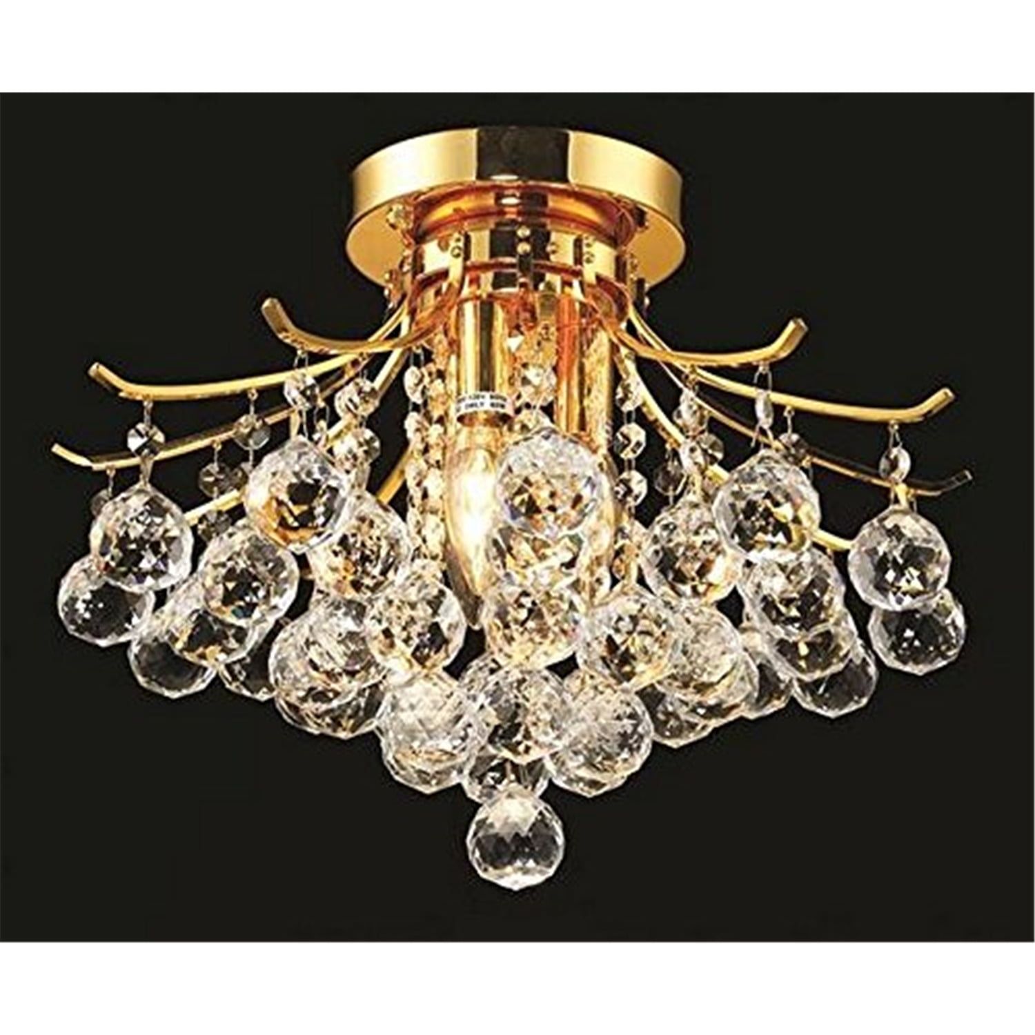 Regal Gold 3-Light LED Flush Mount with Clear Royal Cut Crystals