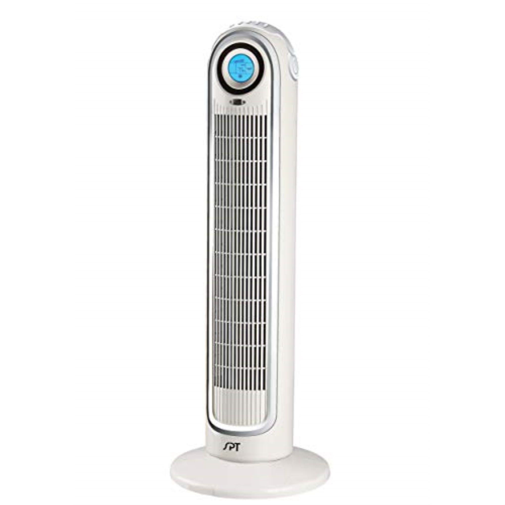 White and Silver Oscillating Tower Fan with Remote Control